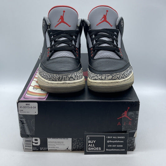 Size 9 - Jordan 3 Retro OG Mid Black Cement Grey Suede Leather (854262-001)