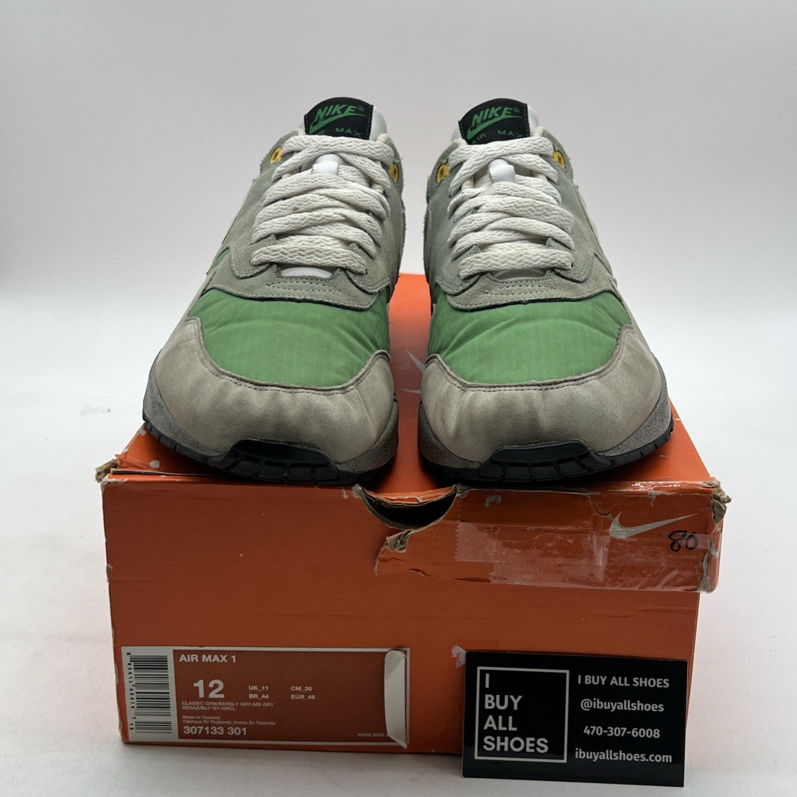Size 12 - Nike Air Max 1 Skulls Pack - Classic Green (307133-301)