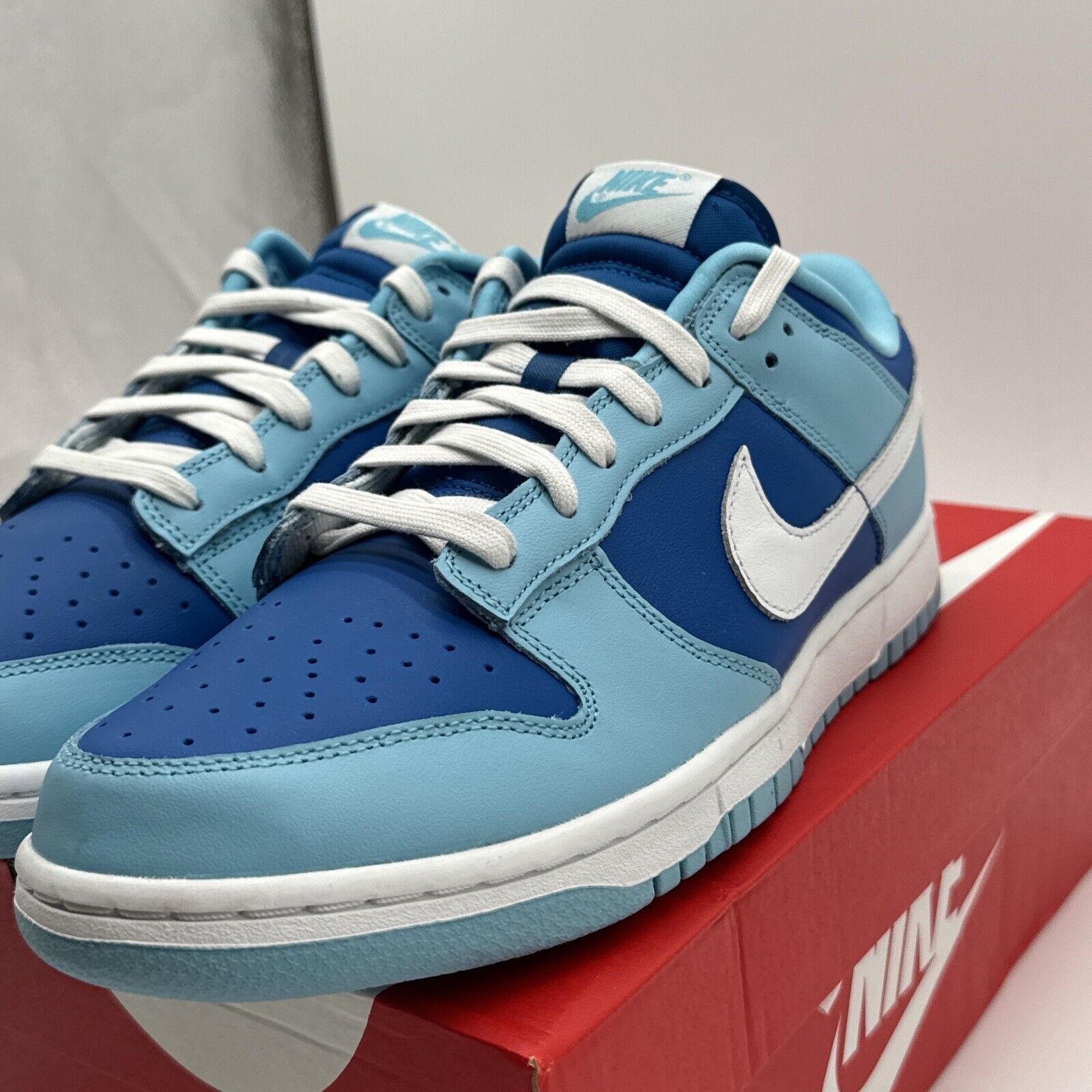 Nike Dunk Low Retro QS - 10.5 - DM0121-400 Flash White Argon Blue Light Dark OG