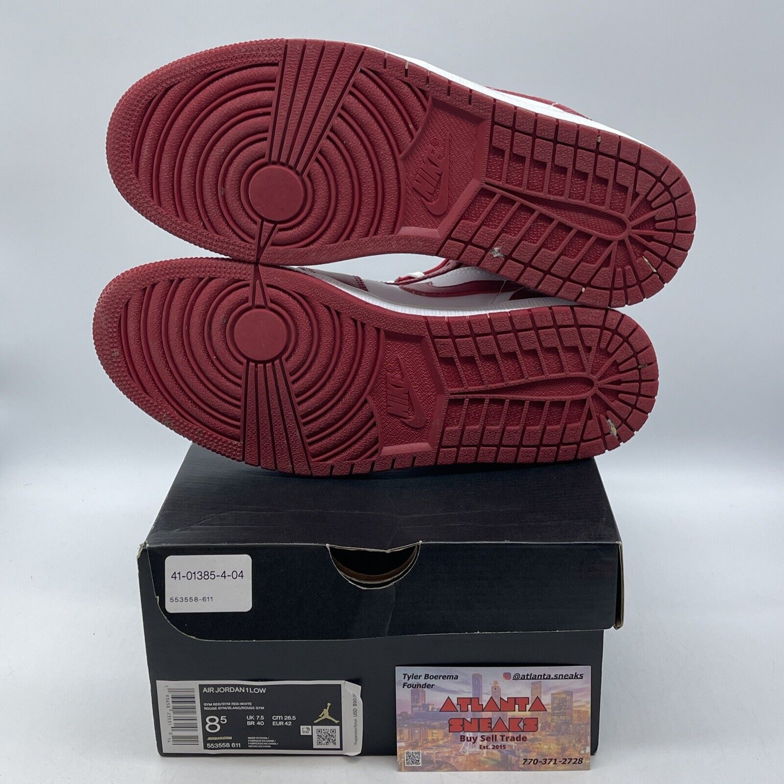 Size 8.5 - Air Jordan 1 Low Gym Red White Leather (553558-611)