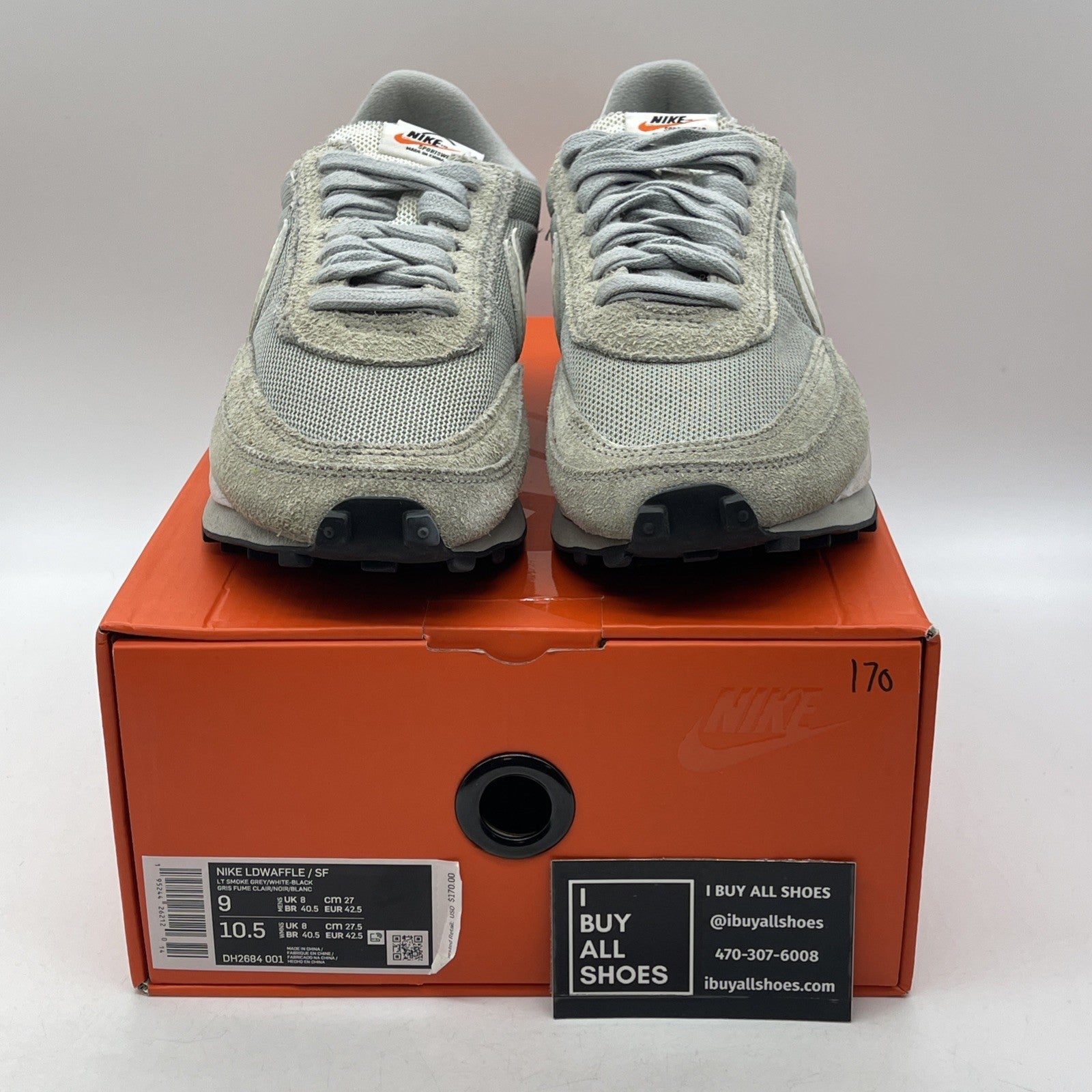 Size 9 - Nike LDV Waffle x Fragment Design x Sacai Gray Suede (DH2684-001)