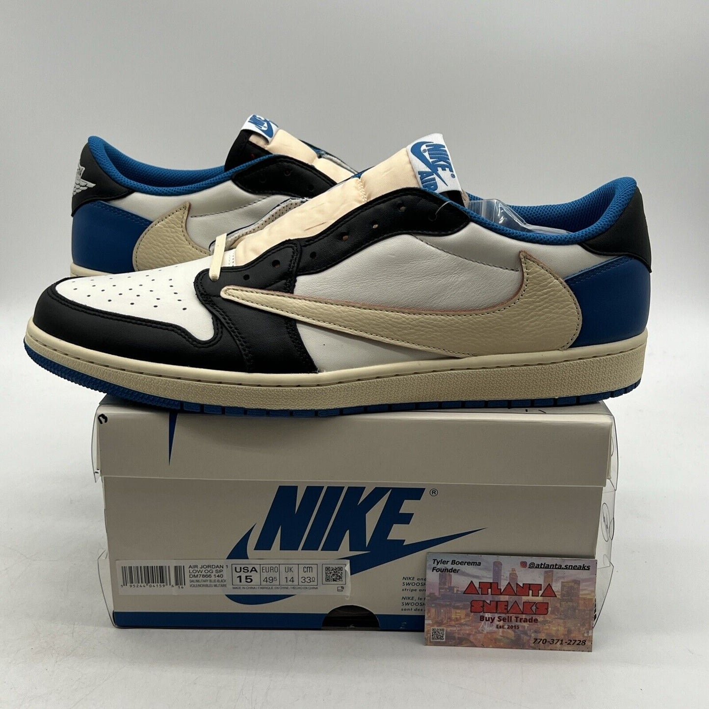 Size 15 - Jordan 1 Retro x Fragment Design x Travis Scott Low Blue (DM7866-140)