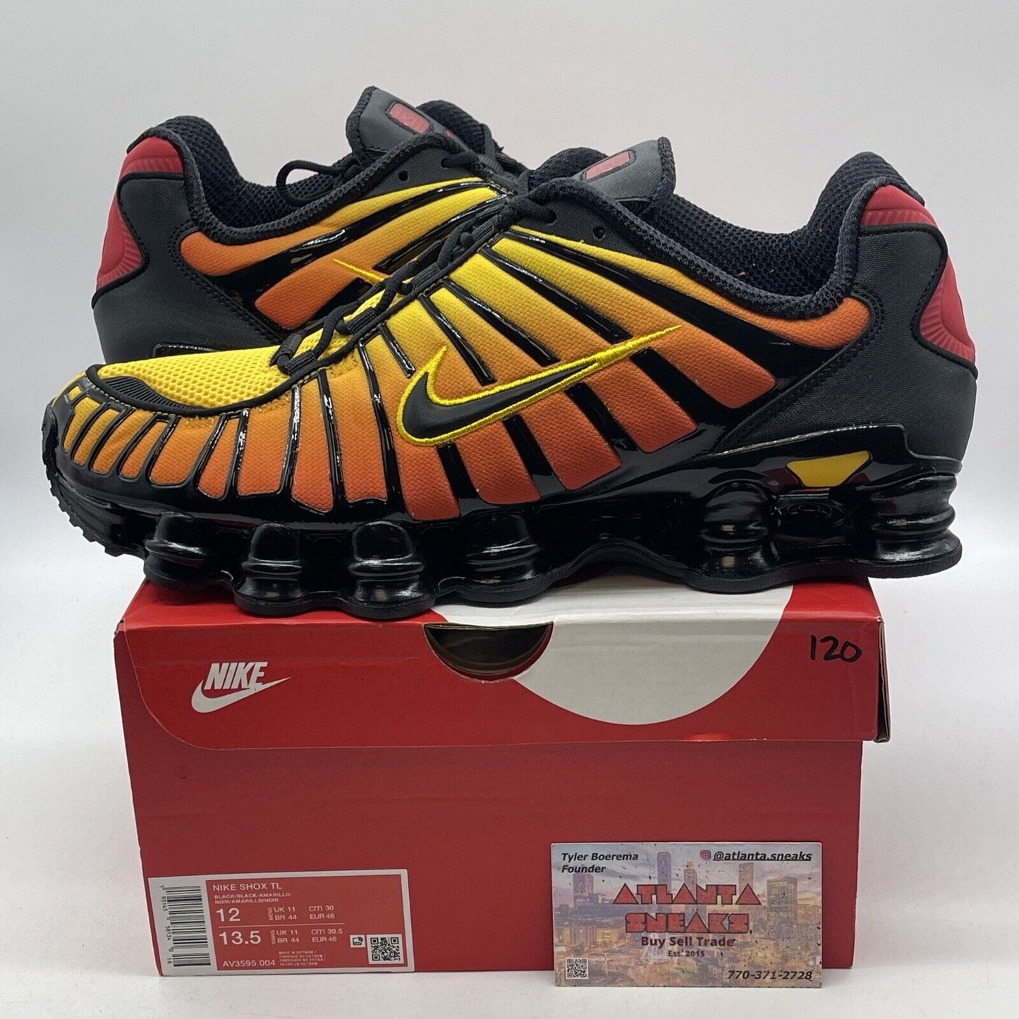 Size 12 - Nike Shox TL Sunrise Gradient Black Orange Yellow Suede (AV3595-004)