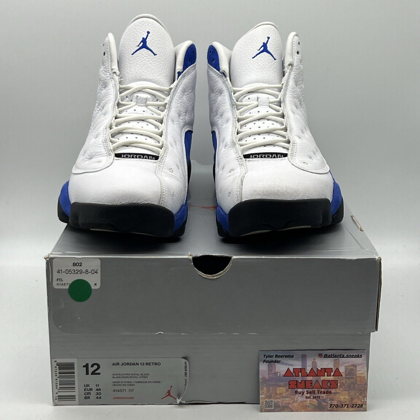 Size 12 - Air Jordan 13 Retro Hyper Royal Black White Blue Leather Suede Used