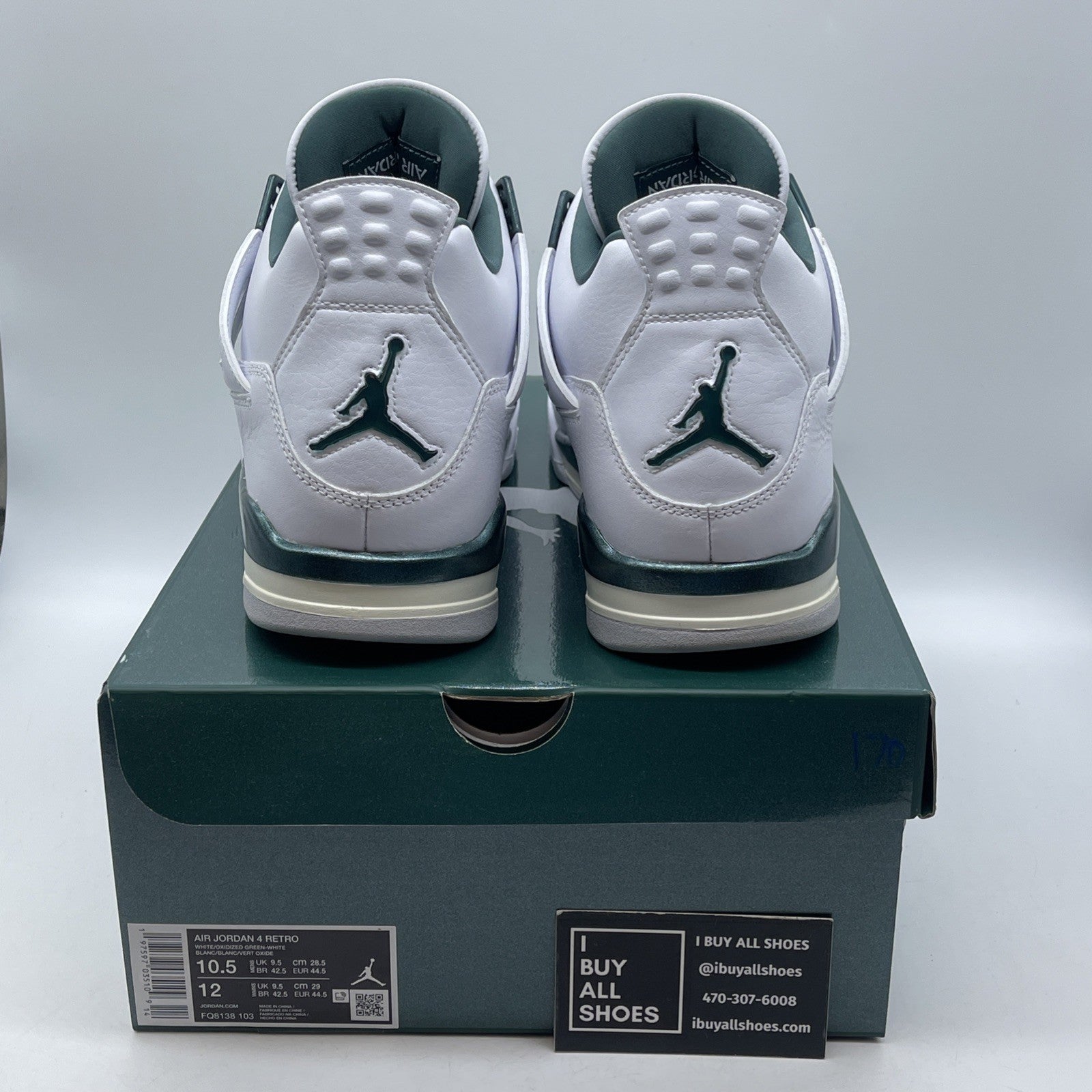 Size 10.5 - Air Jordan 4 Retro Oxidized Green White Leather (FQ8138-103)