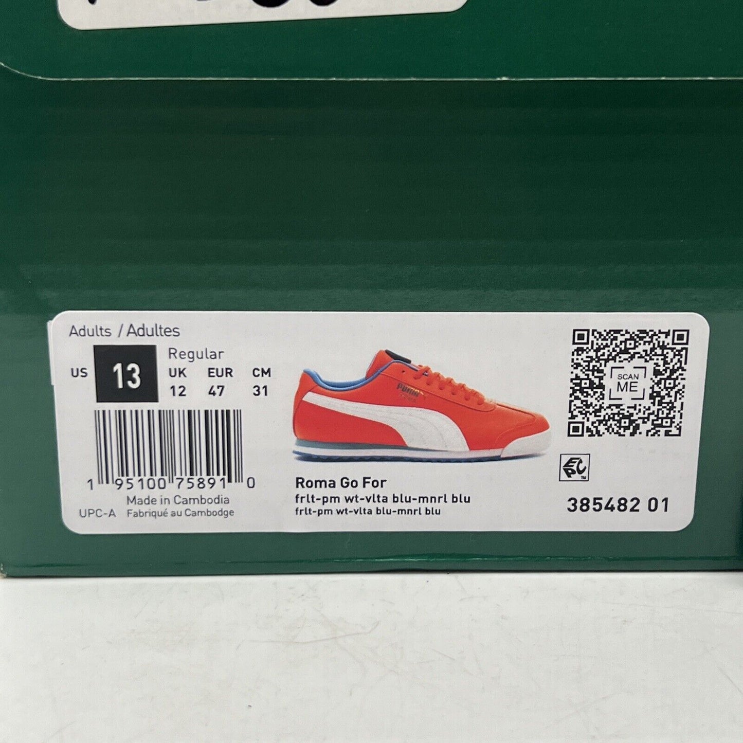 Size 13 - PUMA Roma Go For - Blue White Leather (385482-01)