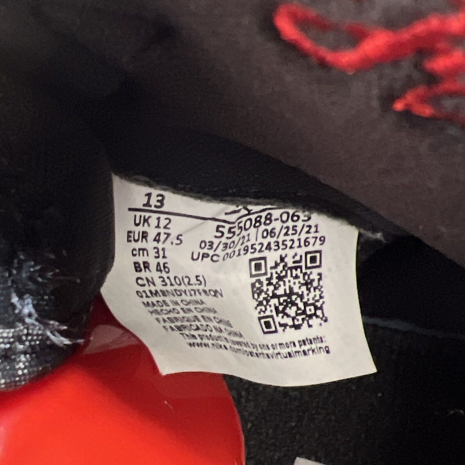 Size 13 - Jordan 1 Retro OG High Patent Bred Black Red White (555088-063)