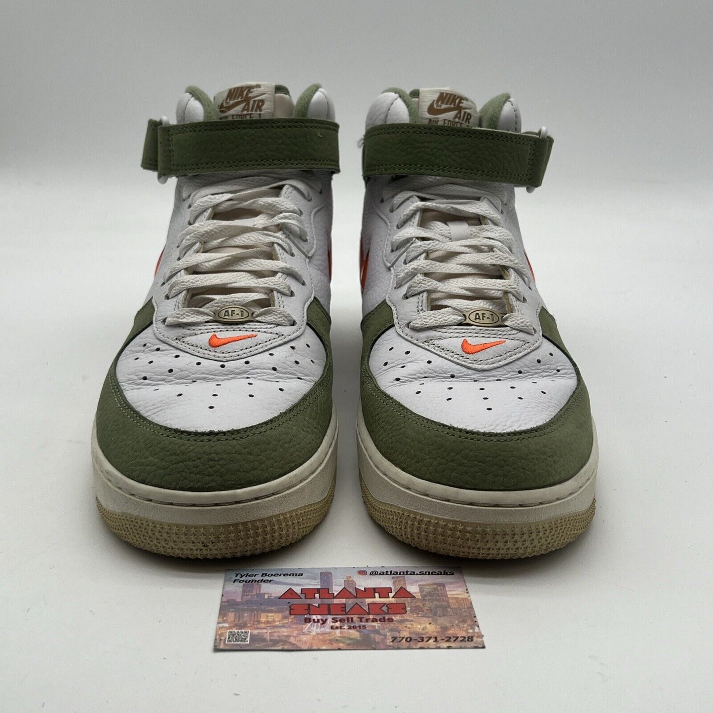 Size 11.5 - Nike Air Force 1 QS Mid Oil Green Orange (DQ3505-100)