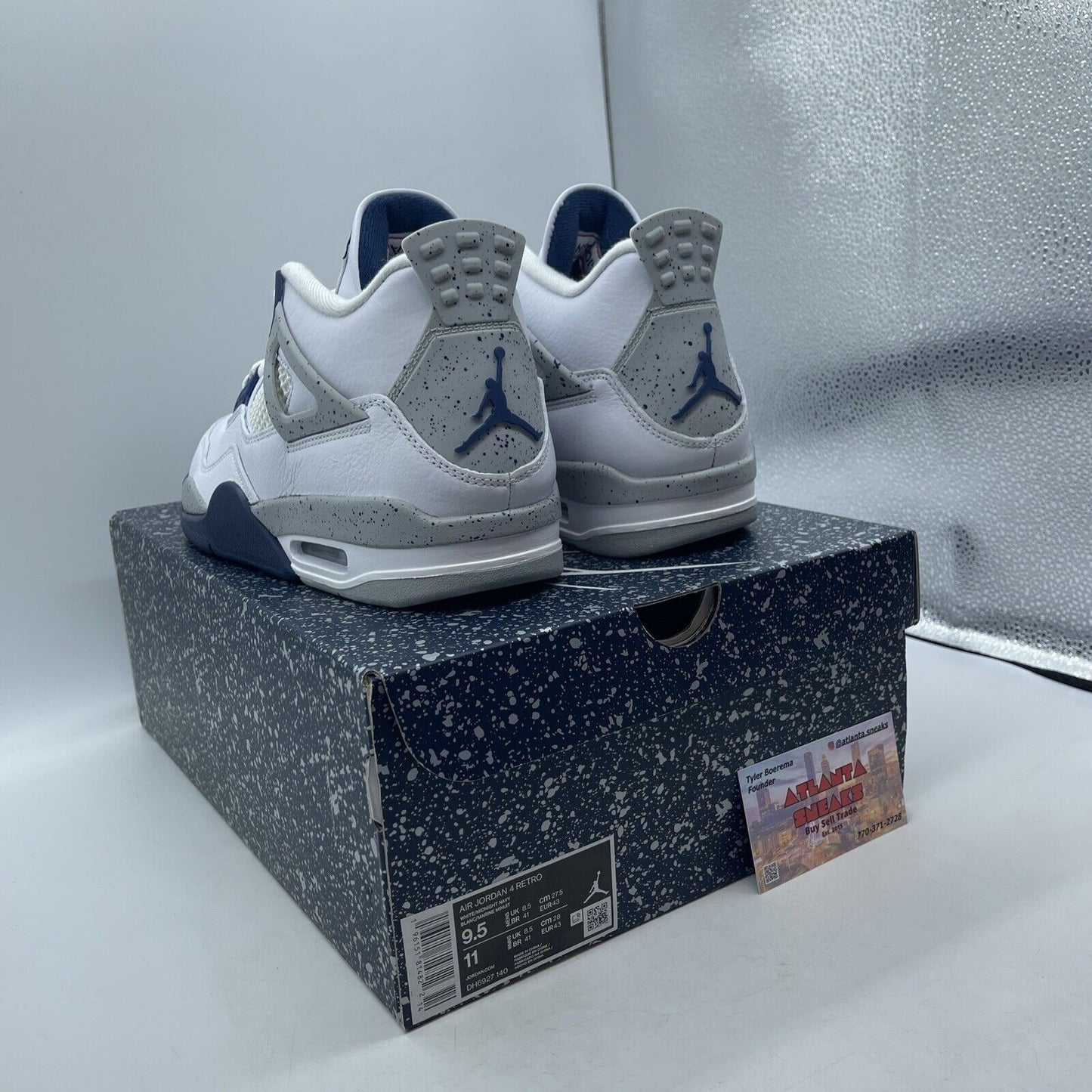 Size 9.5 - Jordan 4 Retro Mid Midnight Navy White Grey Leather (DH6927-140)