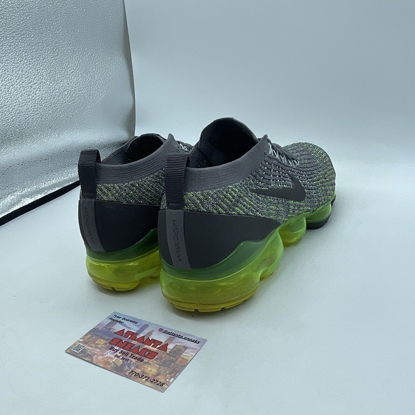 Size 9 - Nike Air VaporMax Flyknit 3 Grey Volt Green Black (AJ6900-009)