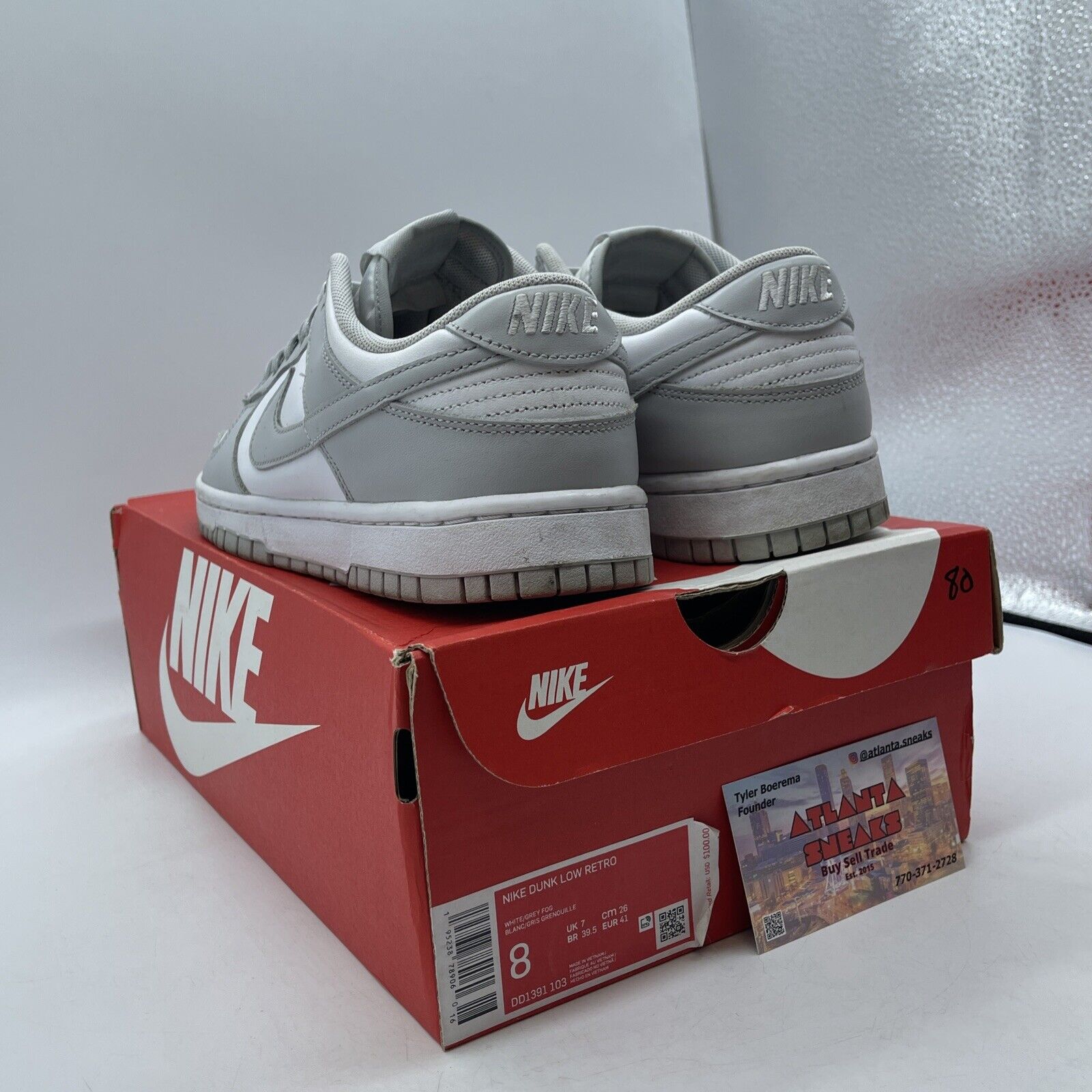 Size 8 - Nike Dunk Low Grey Fog White Leather (DD1391-103)