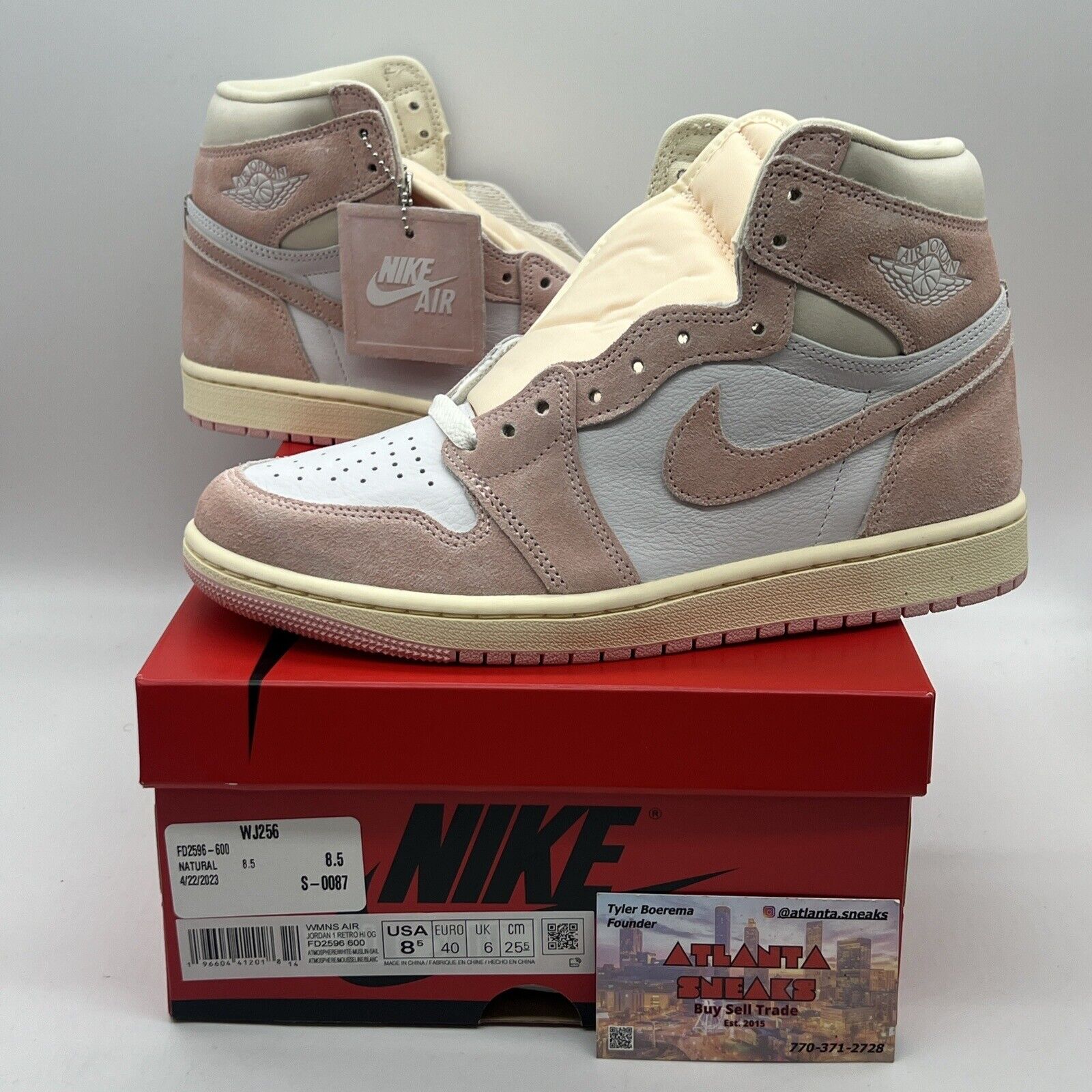 [FD2596-600] Womens Air Jordan RETRO 1 HIGH OG 'WASHED PINK' Brand New Og All