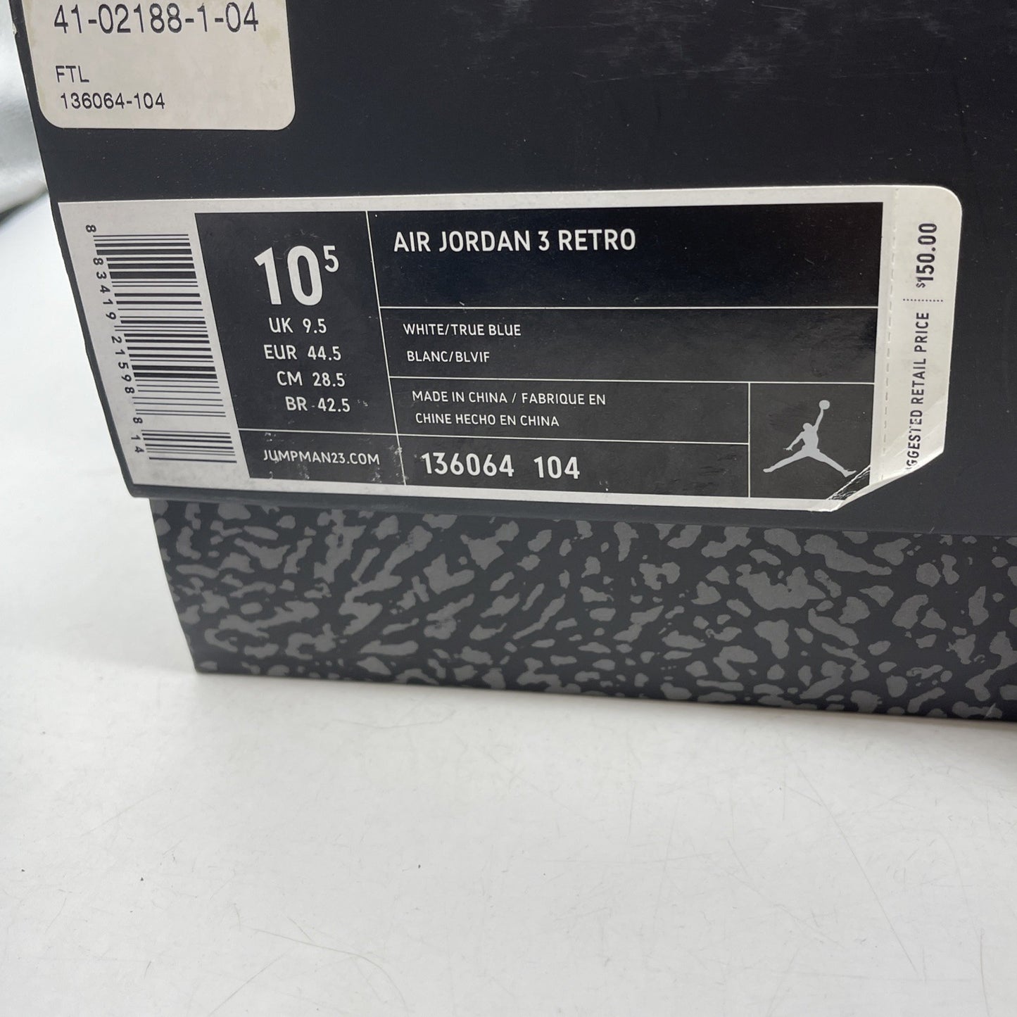 Size 10.5 - Air Jordan 3 Retro 2011 True Blue (136064-104)