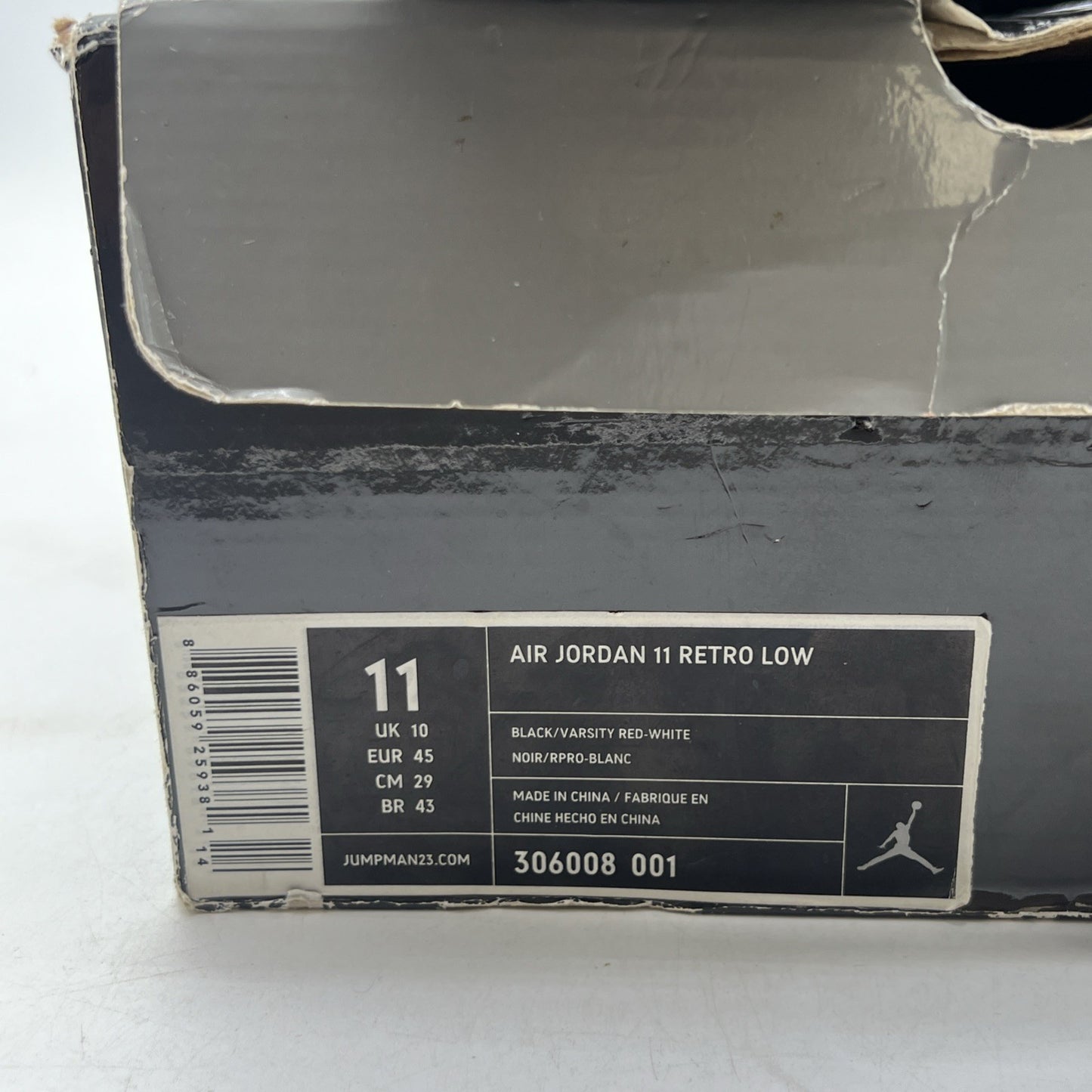 Size 11 - Air Jordan 11 Retro IE 2011 Low Black Charcoal Red (306008-001)