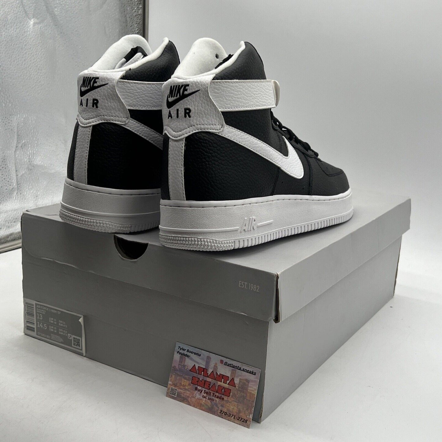 Size 13 - Nike Air Force 1 '07 High Black White Leather (CT2303-002)