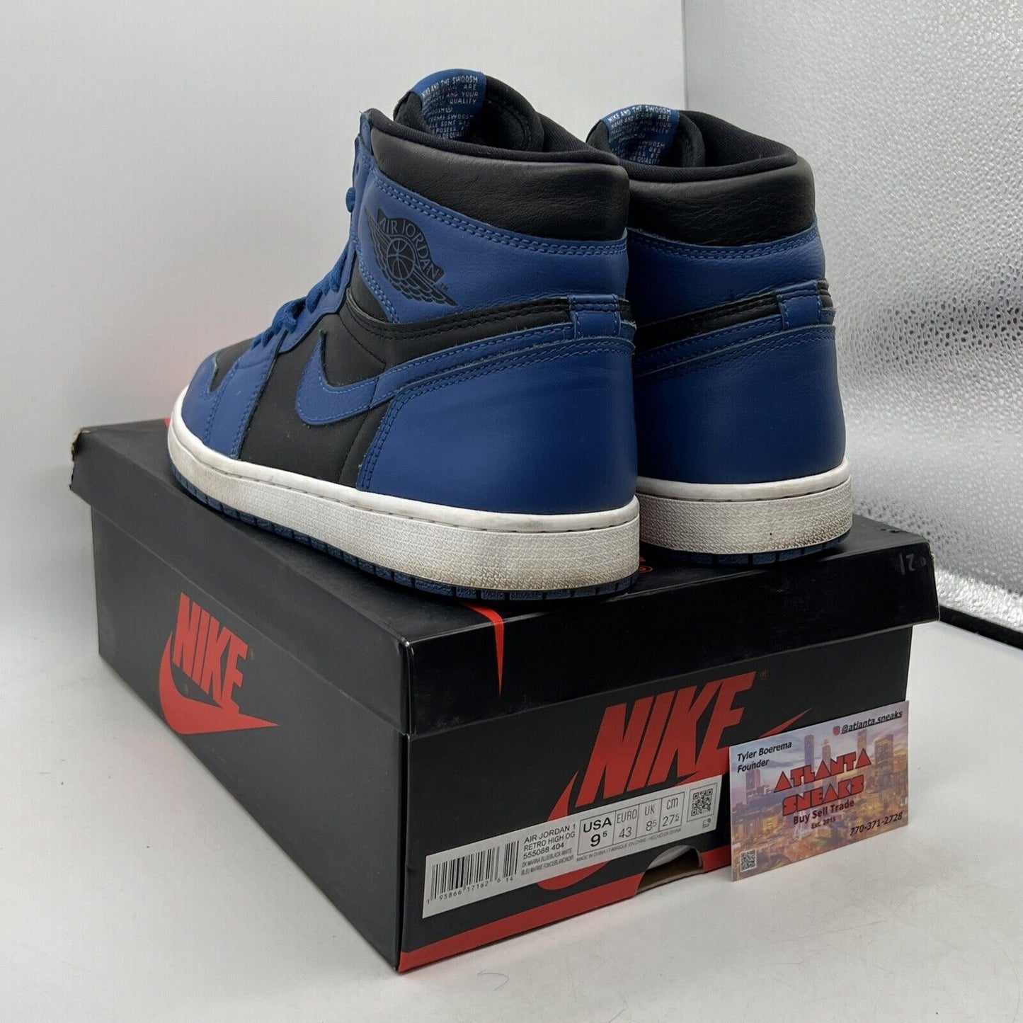 Size 9.5 - Jordan 1 Retro OG High Dark Marina Blue Leather Black (555088-404)