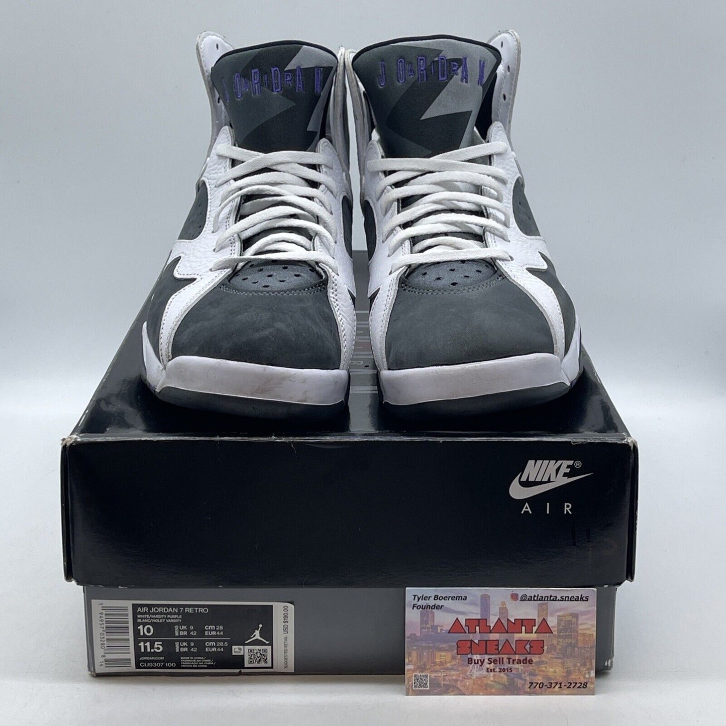 Size 10 - Air Jordan 7 Retro 2021 Flint Black Gray White Purple (CU9307–100)