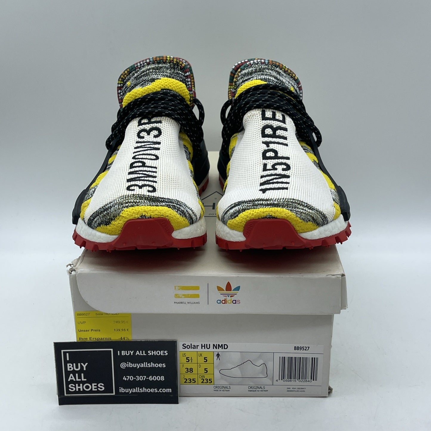 Size 5.5 - adidas Pharrell x NMD Human Race Trail Solar Pack (BB9527)