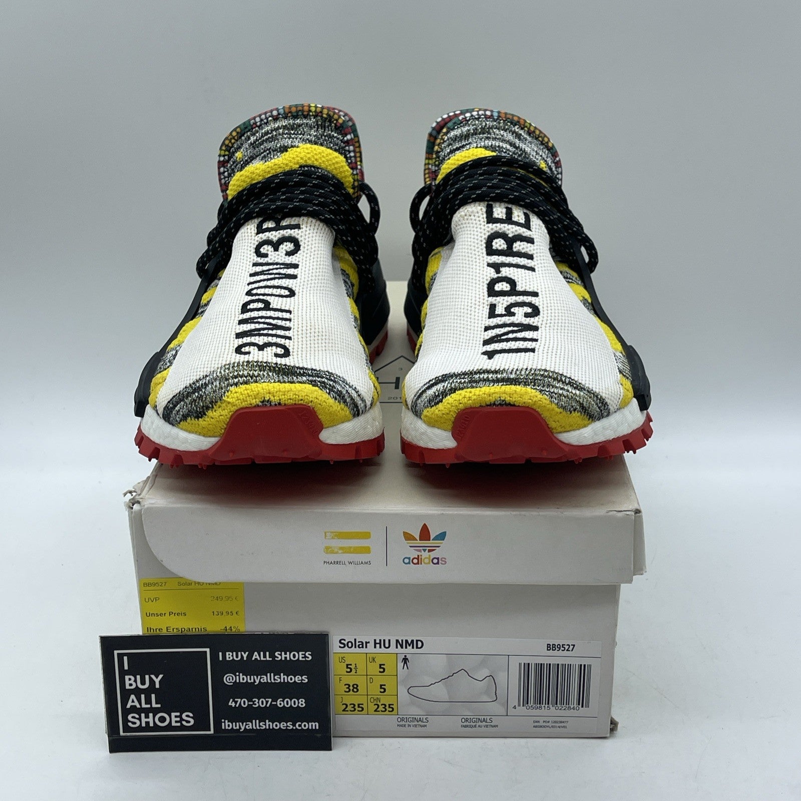 Size 5.5 - adidas Pharrell x NMD Human Race Trail Solar Pack (BB9527)