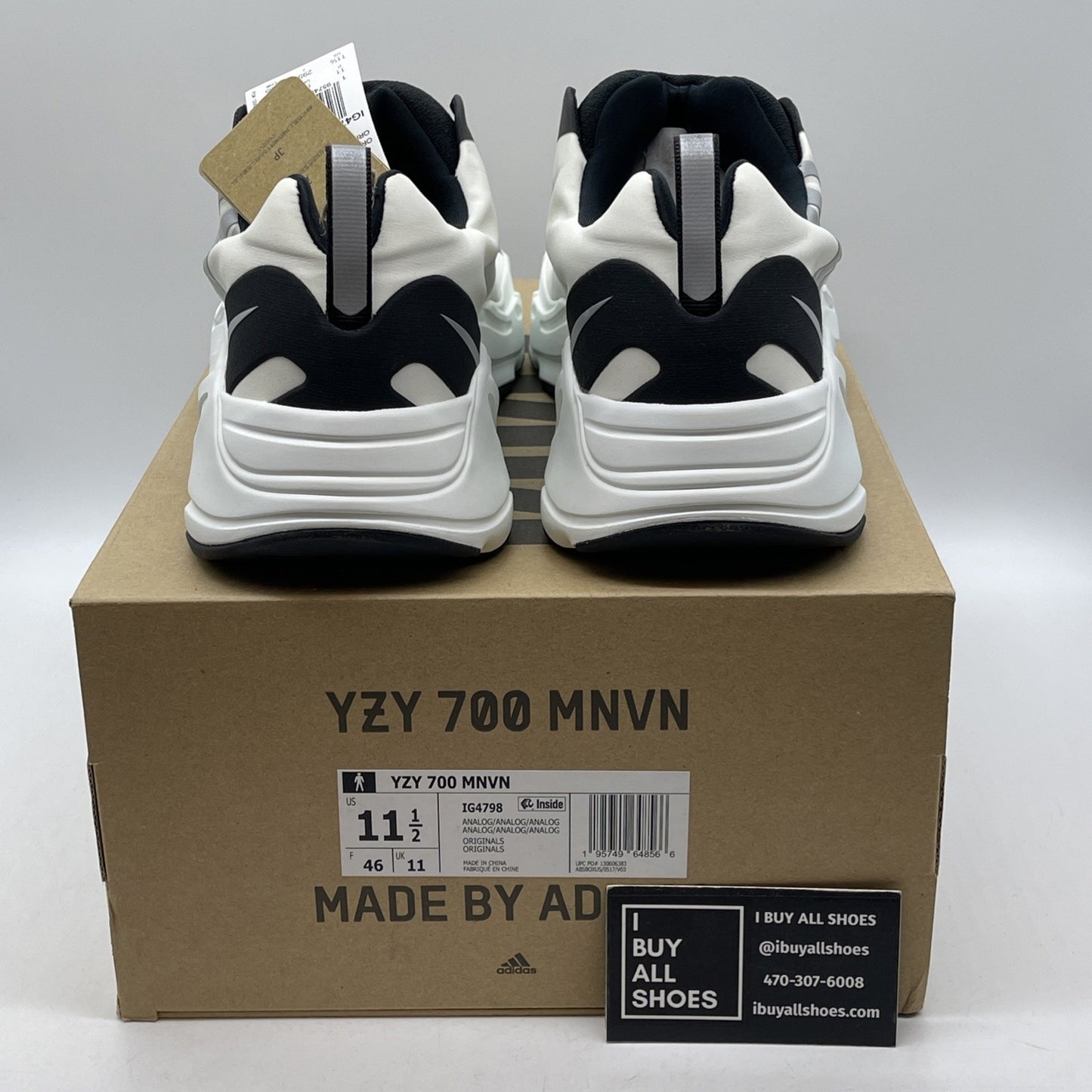 Size 11.5 - adidas Yeezy Boost 700 MNVN Laceless Analog White Black (IG4798)
