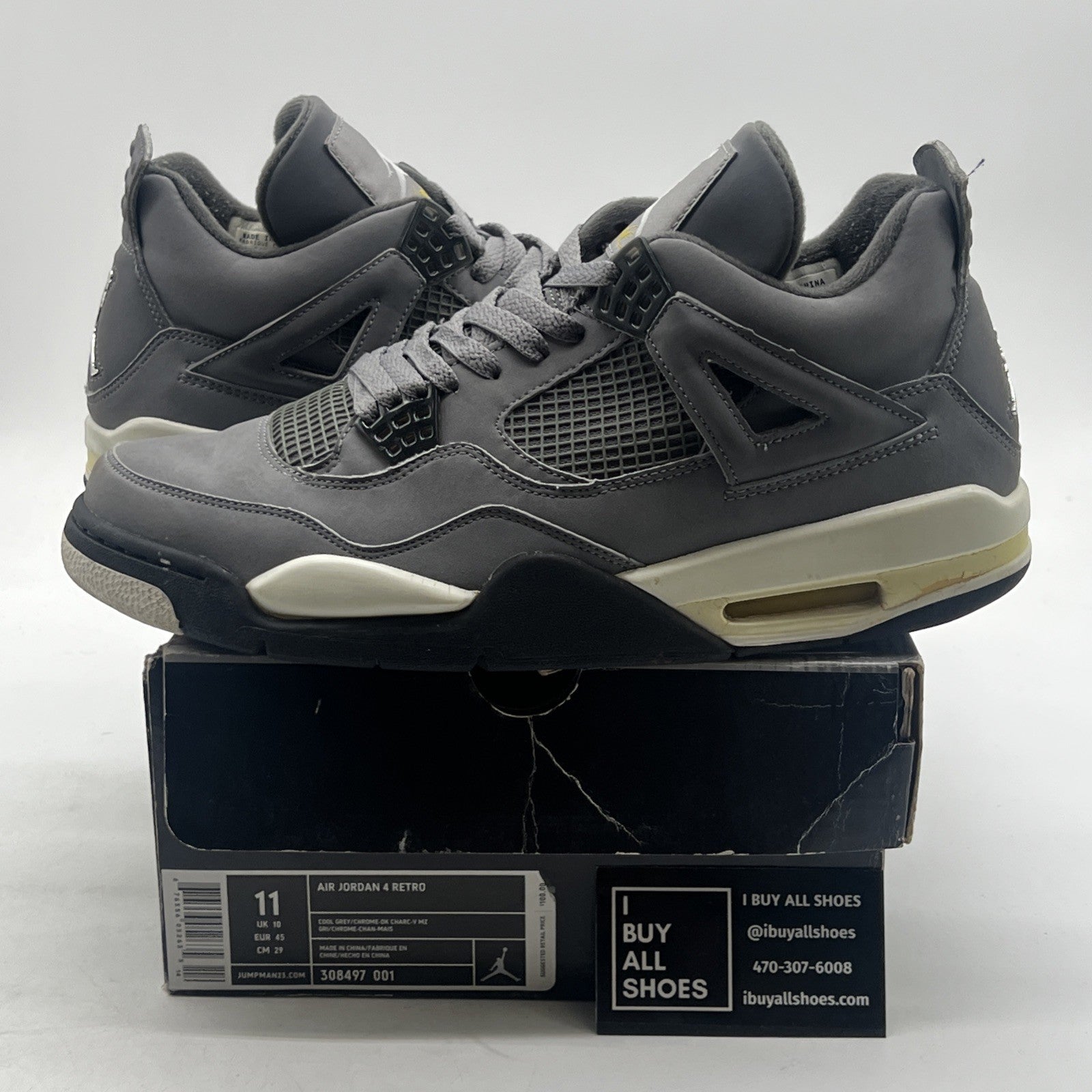 Size 11 - Air Jordan 4 Retro 2004 Cool Grey (308497-001)