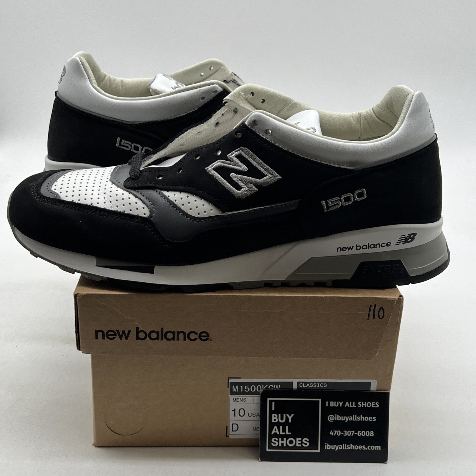 Size 10 - New Balance 1500 Made in England Black White (M1500KGW)