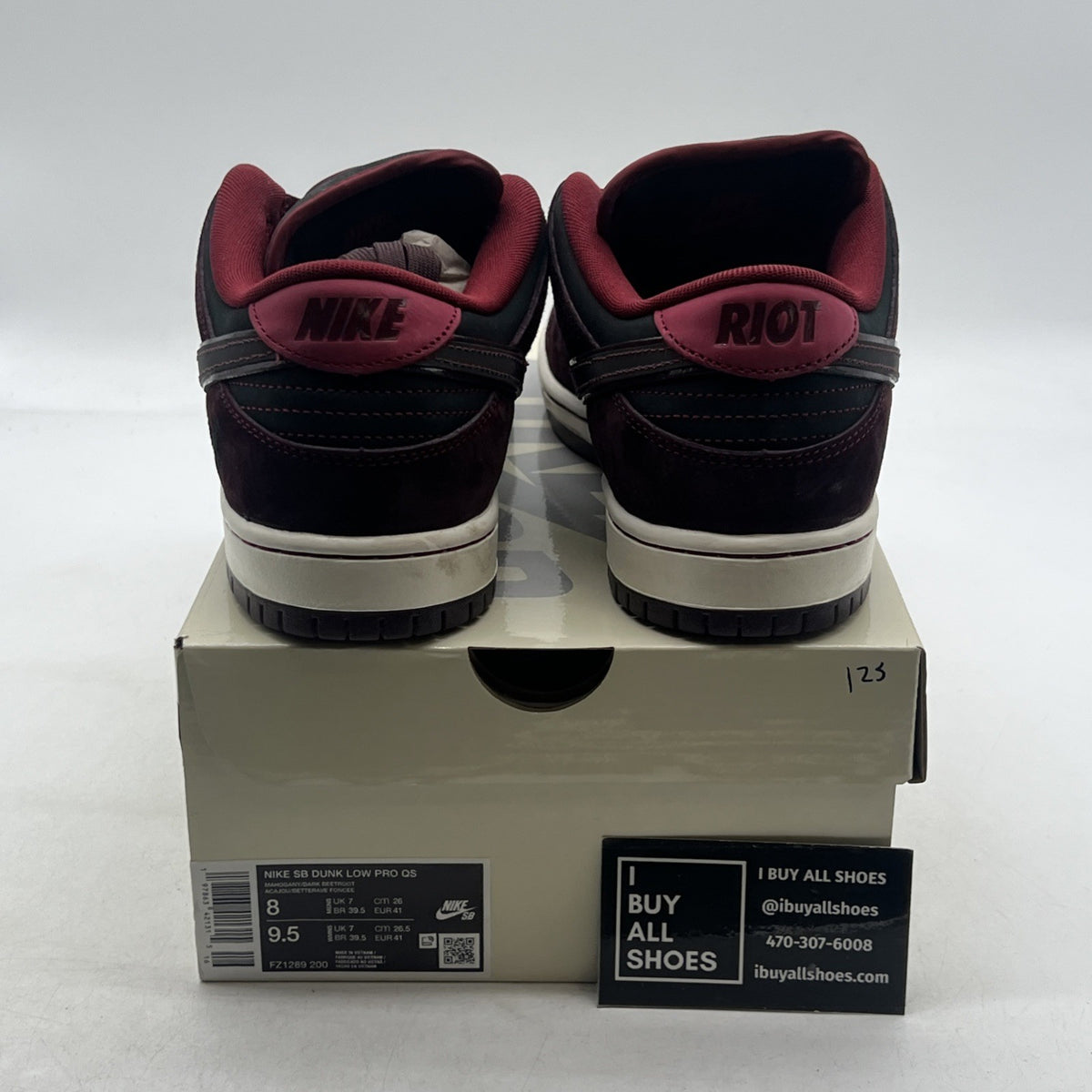 Size 8 - RIOT Skateshop x Nike Dunk Pro SB QS Low Mahogany Dark Beetroot