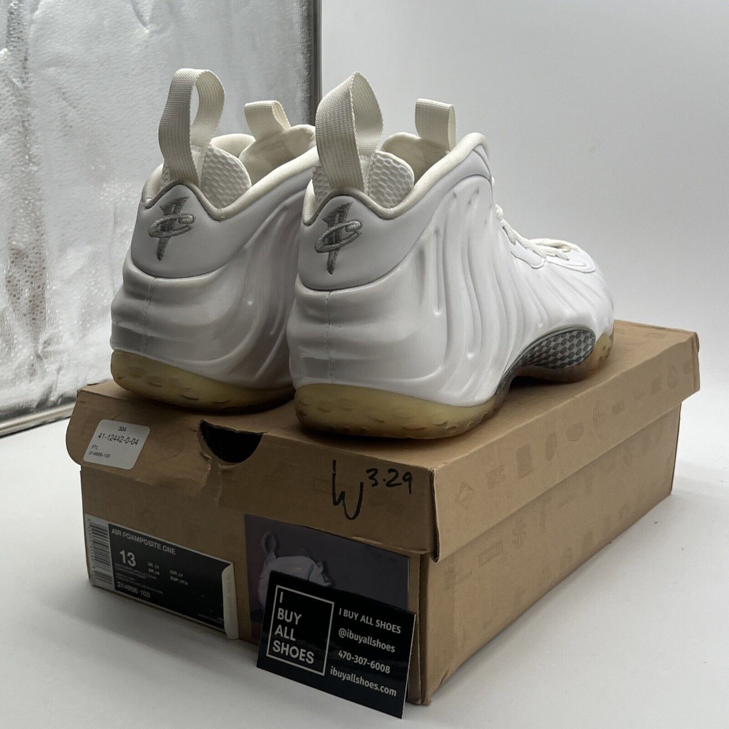 Size 13 - Nike Air Foamposite One White-Out (314996-100)