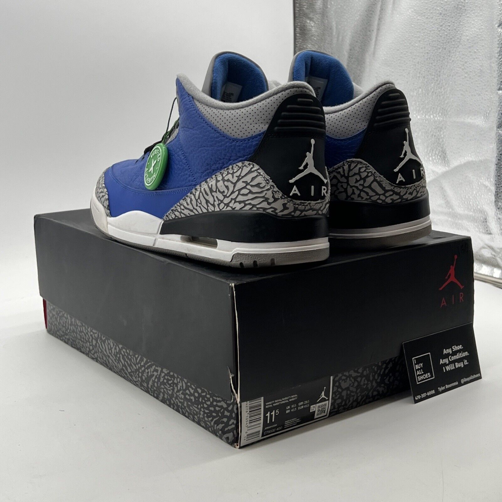 Size 11.5 - Air Jordan 3 Retro Varsity Royal 2020 (CT8532-400)