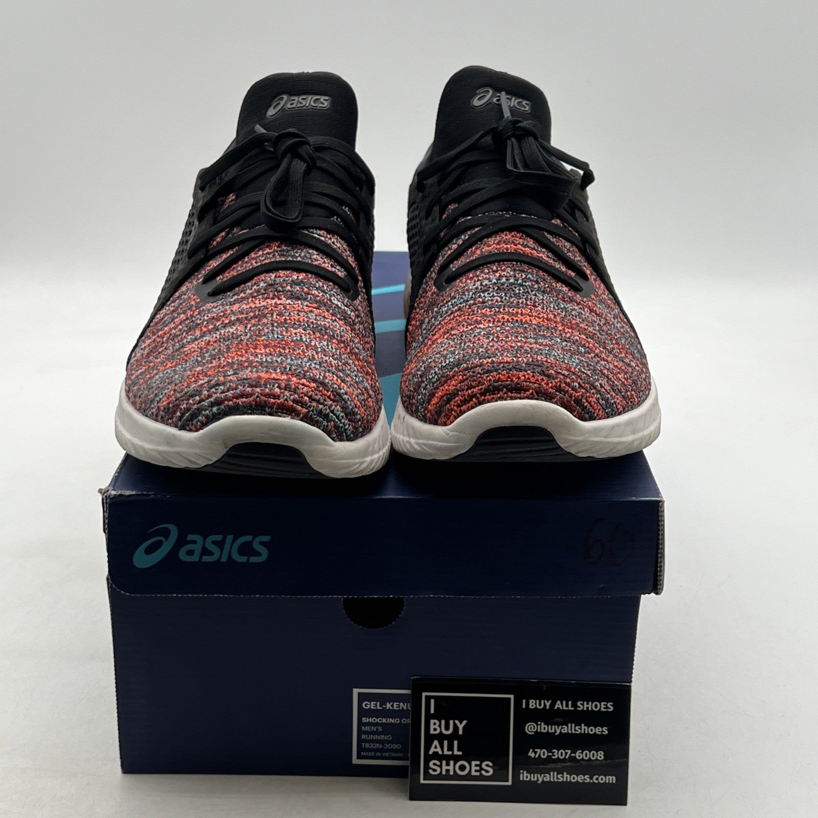Size 11.5 - Asics Gel Kenun Knit Black Multi-Color (T832N-3090)