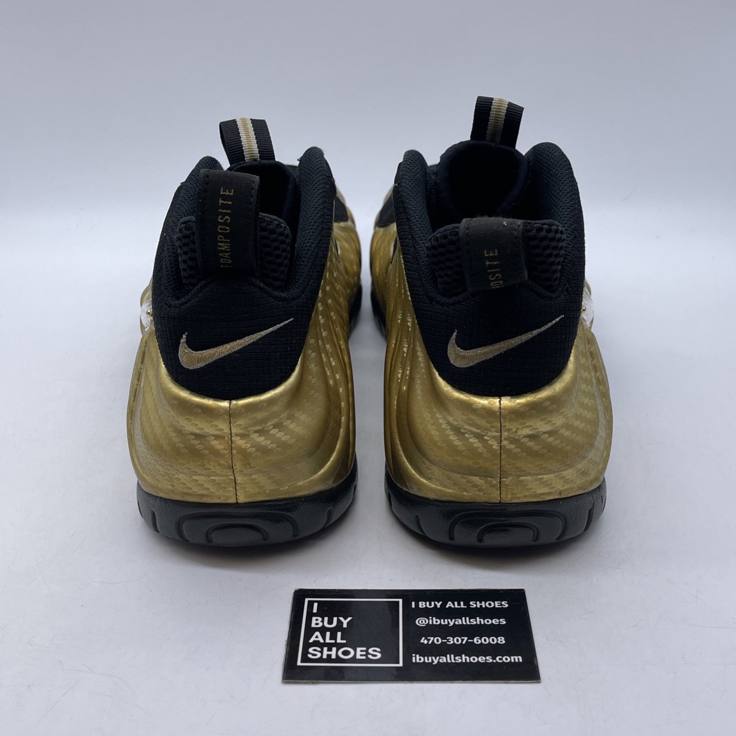 Size 11.5 - Nike Air Foamposite Pro Metallic Gold Black Suede (624041-701)