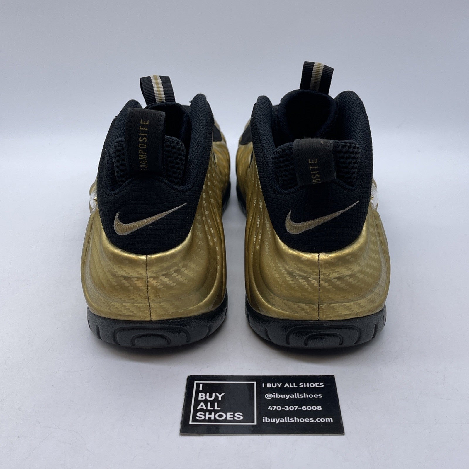 Size 11.5 - Nike Air Foamposite Pro Metallic Gold Black Suede (624041-701)