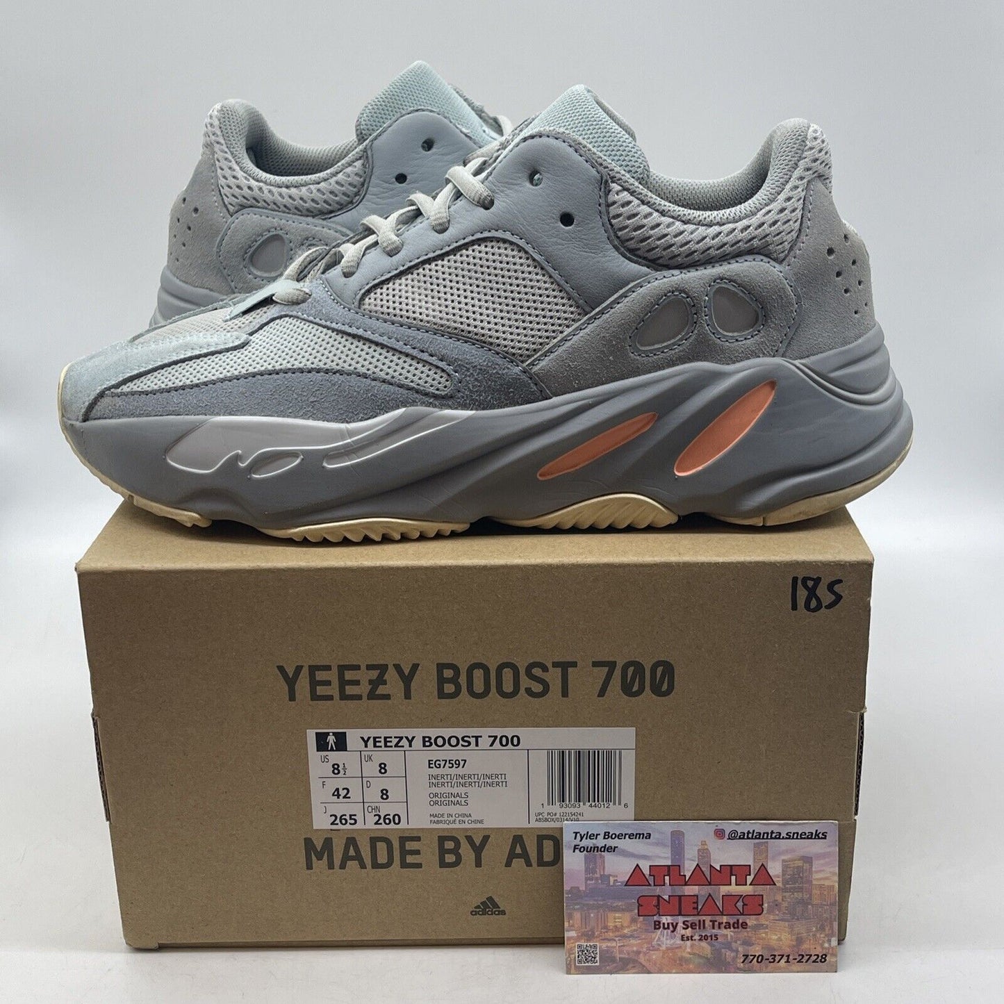 Size 8.5 - adidas Yeezy Boost 700 V1 Inertia Blue White Orange (EG7597)