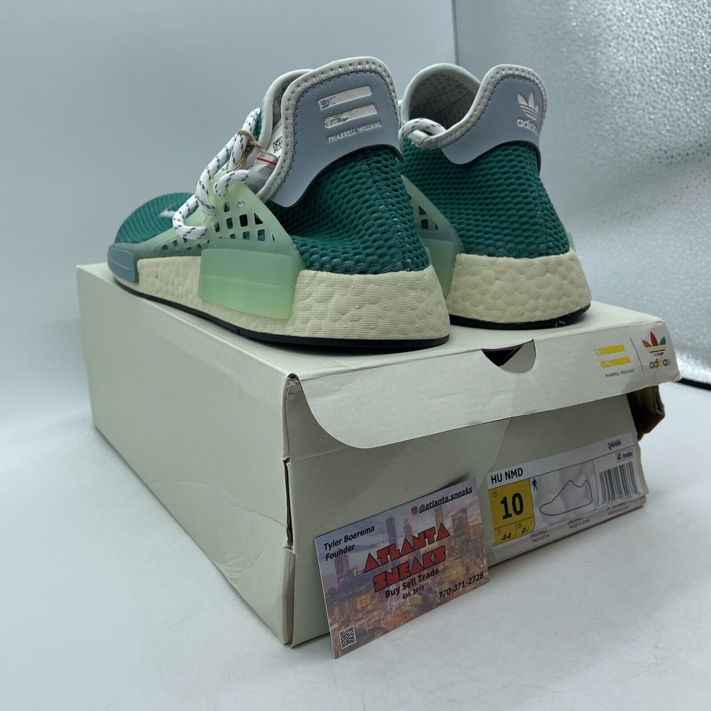 Size 10 - adidas Pharrell x NMD Human Race Dash Green white Black (Q46466)