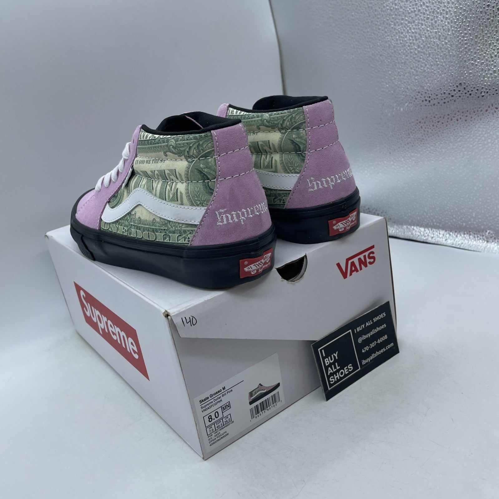 Size 8 - SUP-VANS-23SS-SGM-P Supreme × Vans Doller Skate Grosso Mid Pink