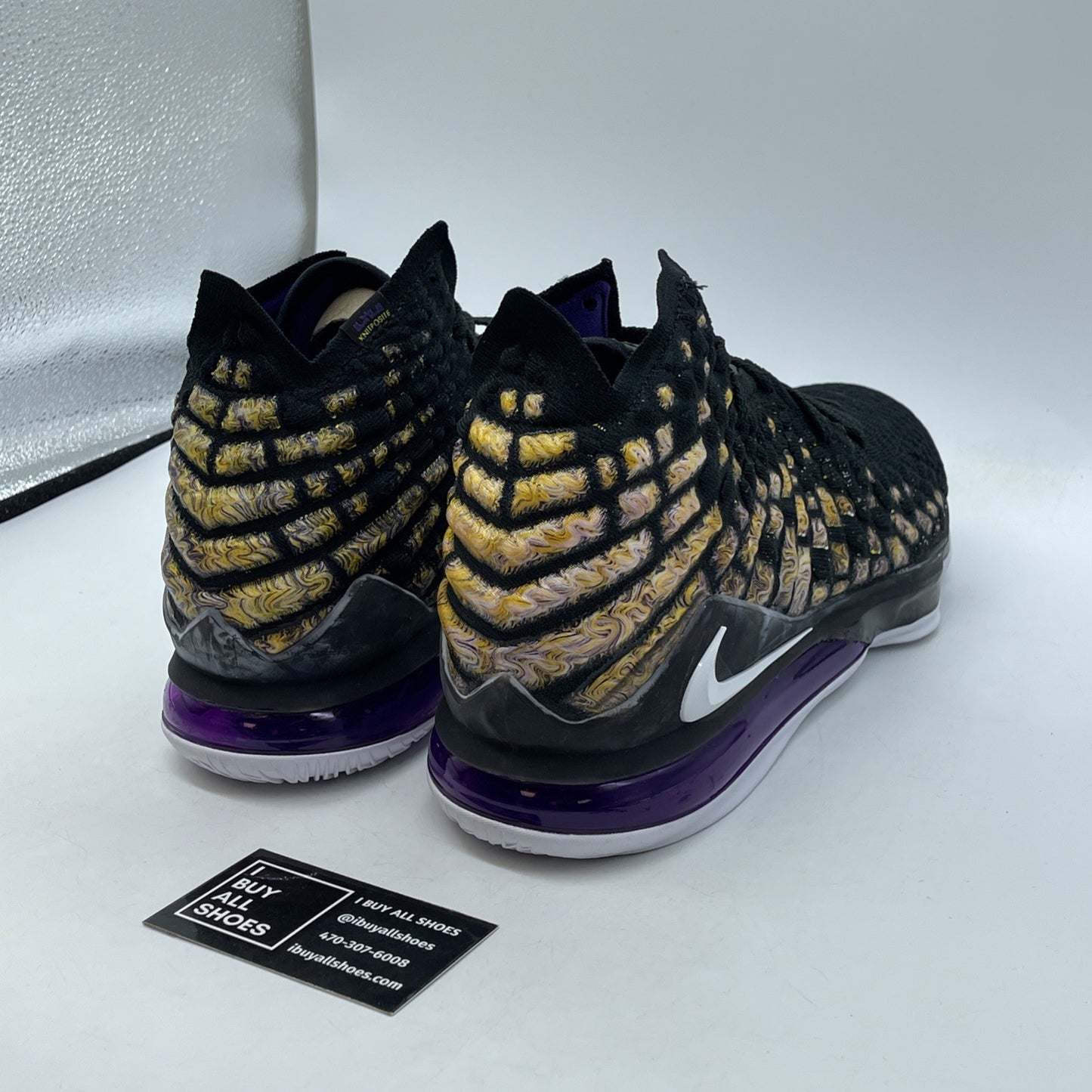 Size 11.5 - Nike LeBron 17 Lakers Black Purple Yellow Suede (BQ3177-004)