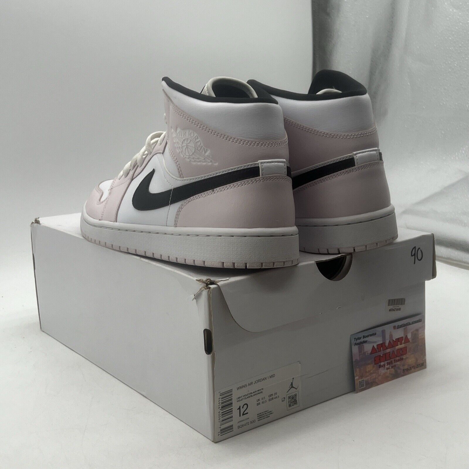 Size 12 - Air Jordan 1 Mid Barely Rose W Pink White Leather (BQ6472-500)