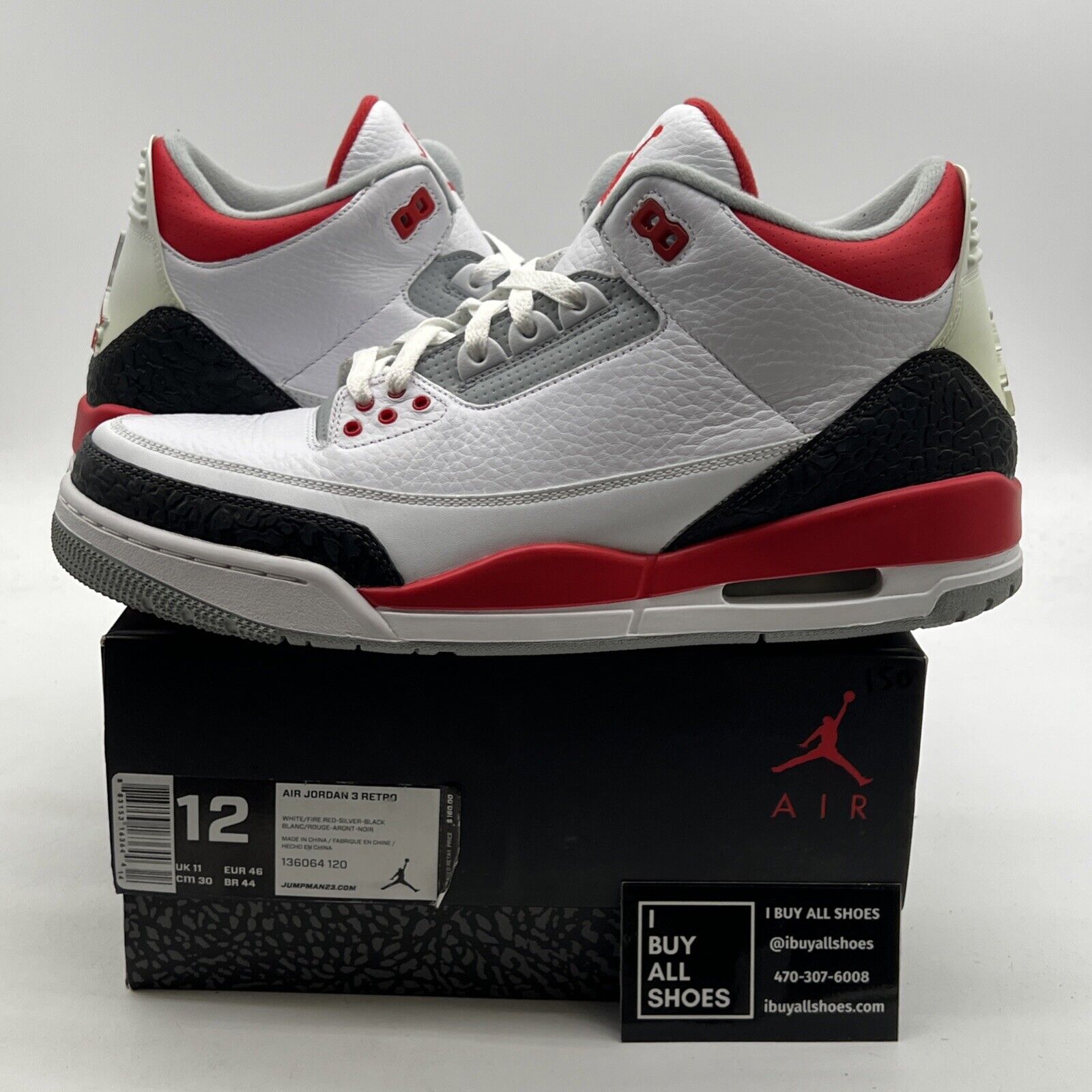 Size 12 - Air Jordan 3 Retro 2013 Fire Red (136064-120)
