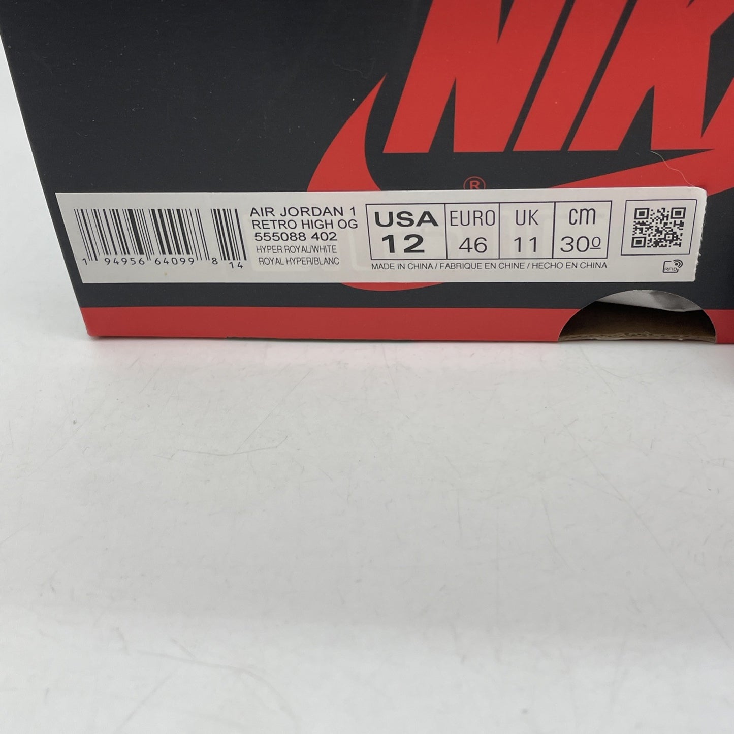 Size 12 - Jordan 1 Retro OG High Hyper Royal White Blue Suede (555088-402)