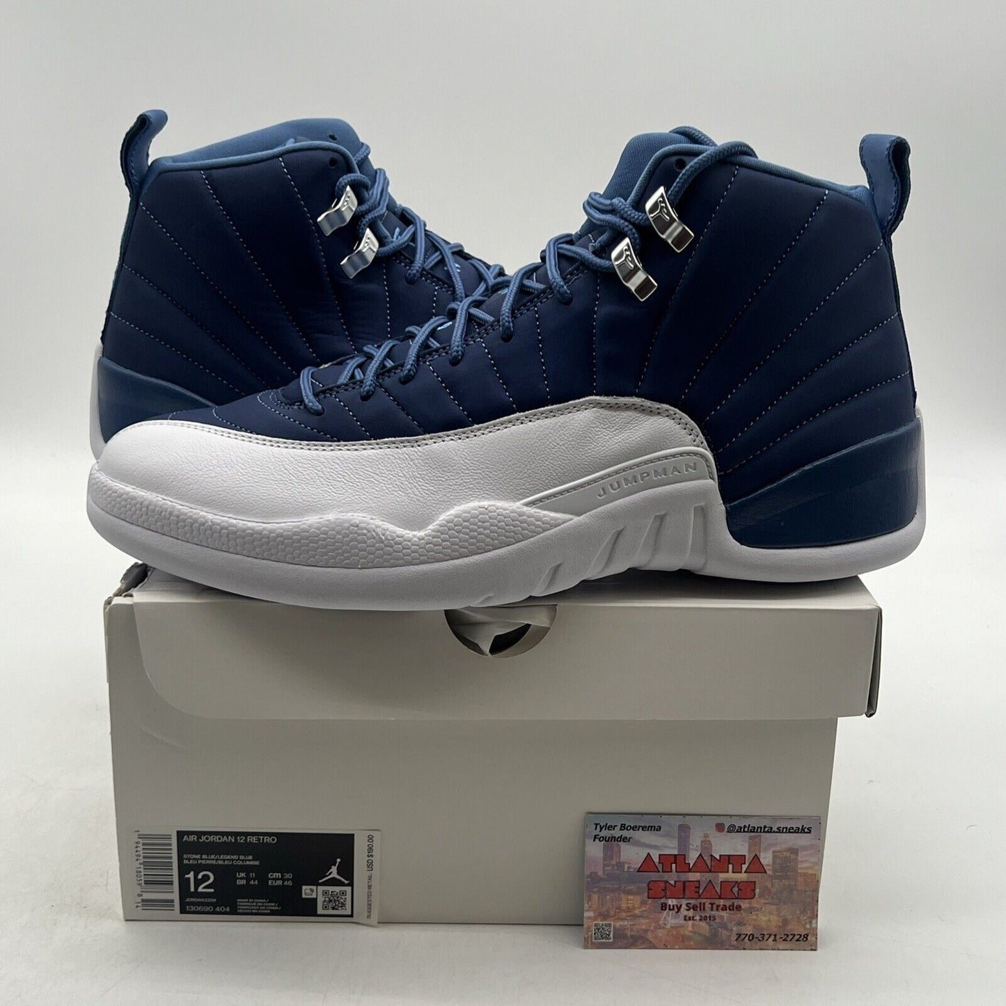 Size 12 - Jordan 12 Retro Indigo 2020 White Navy (130690-404)