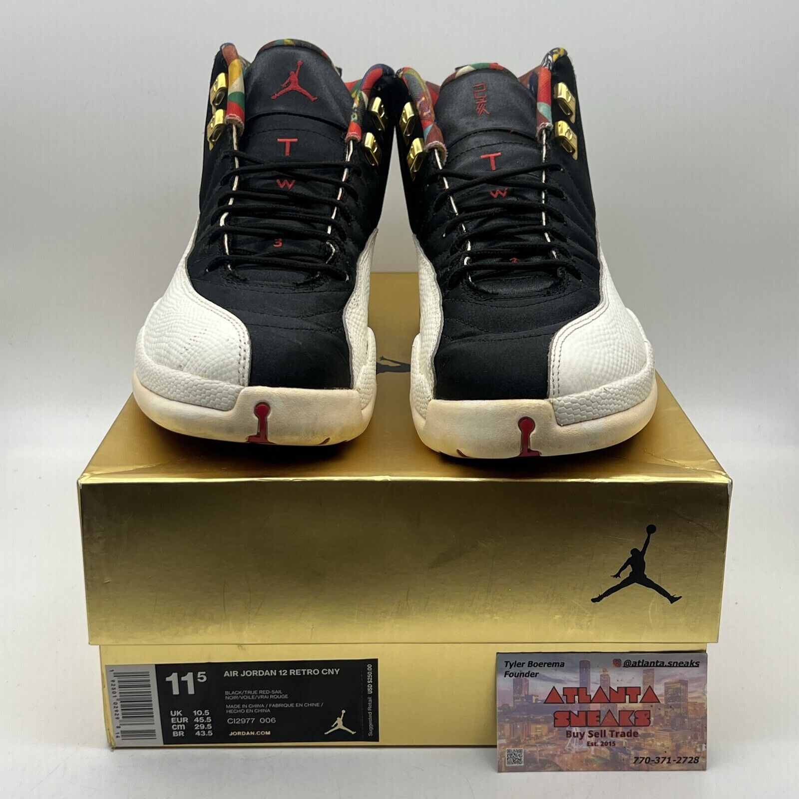 Size 11.5 - Air Jordan 12 Retro 2019 Chinese New Year Black White Red CI2977-006