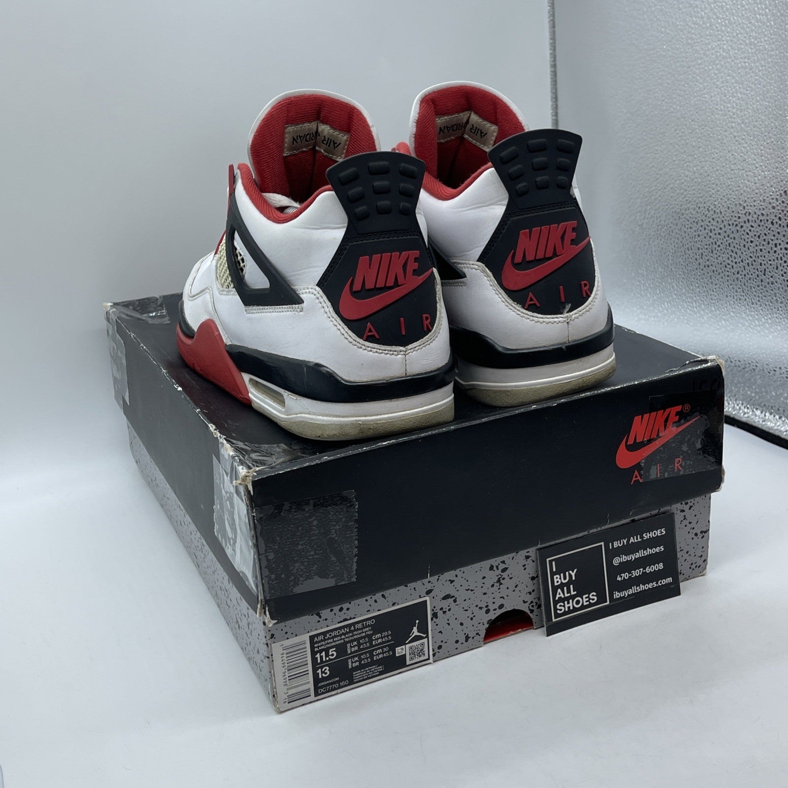 Size 11.5 - Jordan 4 Retro OG Mid Fire Red White Black Leather (DC7770-160)