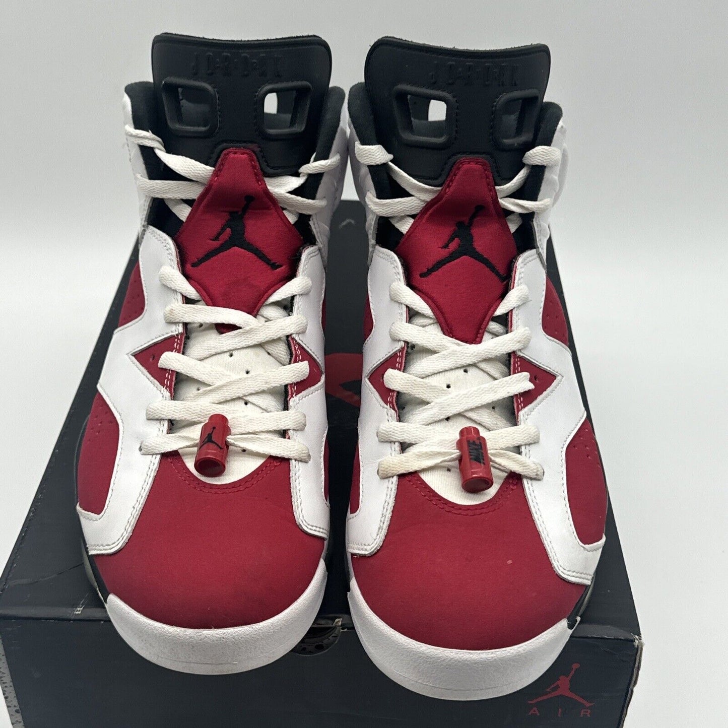 Size 11.5 - Jordan 6 Retro OG Mid Carmine Red White Black Leather Suede Lace Loc