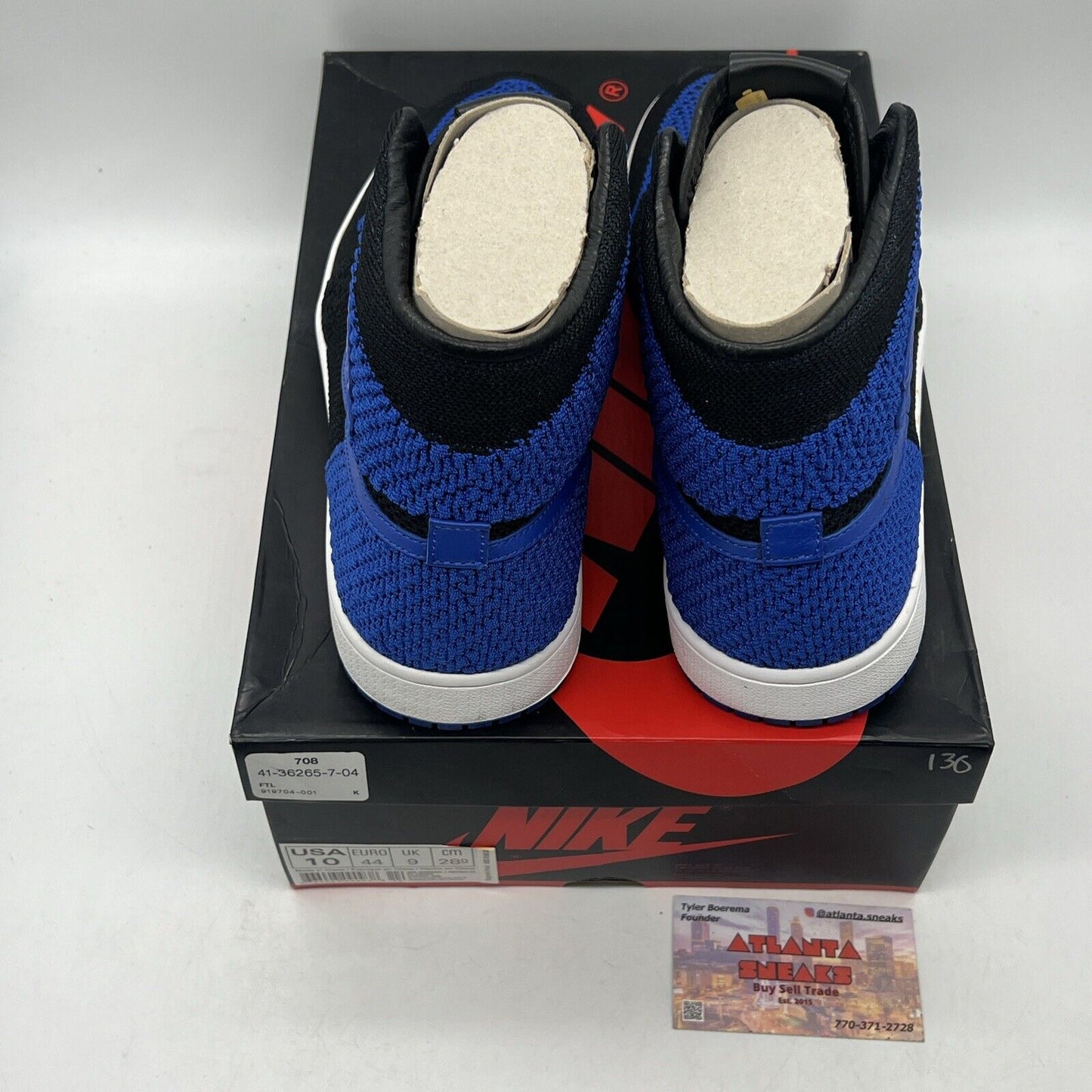 Size 10 - Air Jordan 1 Retro OG Flyknit High Royal Black Blue White (919704-006)