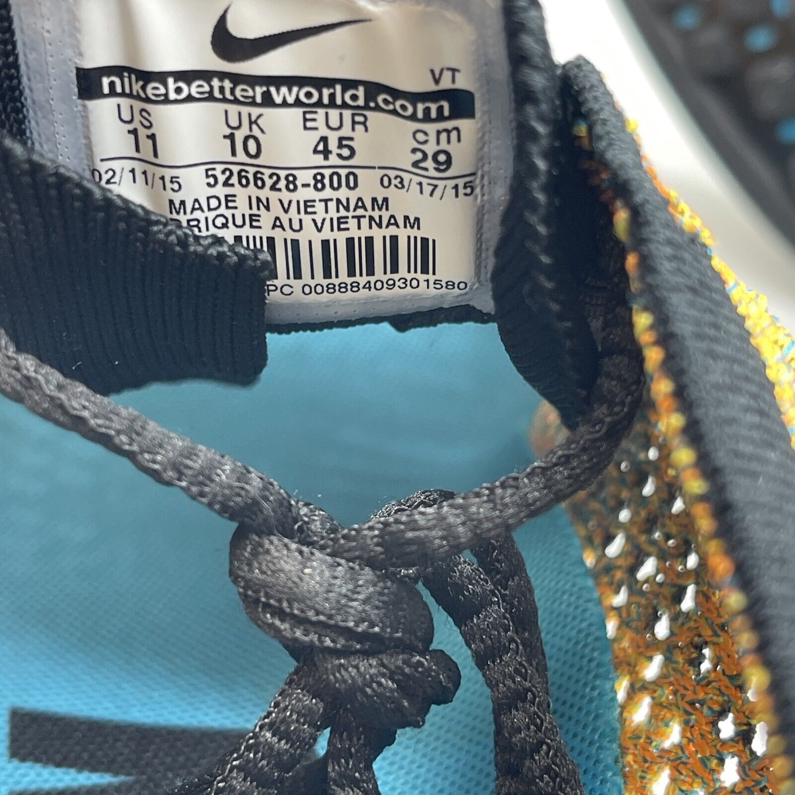 Size 11 - Nike Flyknit Racer Sherbet Yellow Blue Black (526628-800)