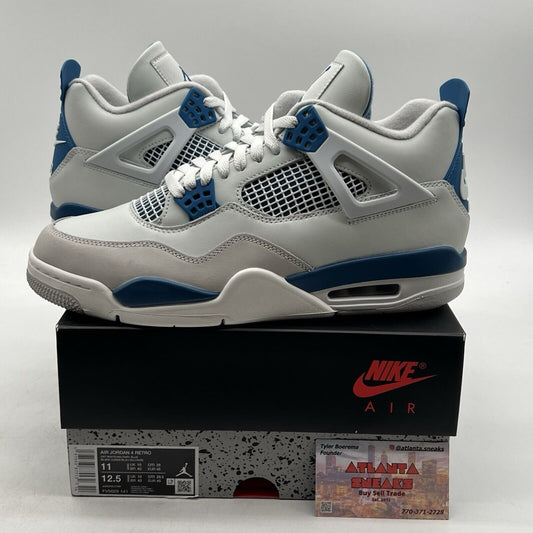 Size 11 - Air Jordan 4 Retro 2024 Military Blue White Leather (FV5029-141).