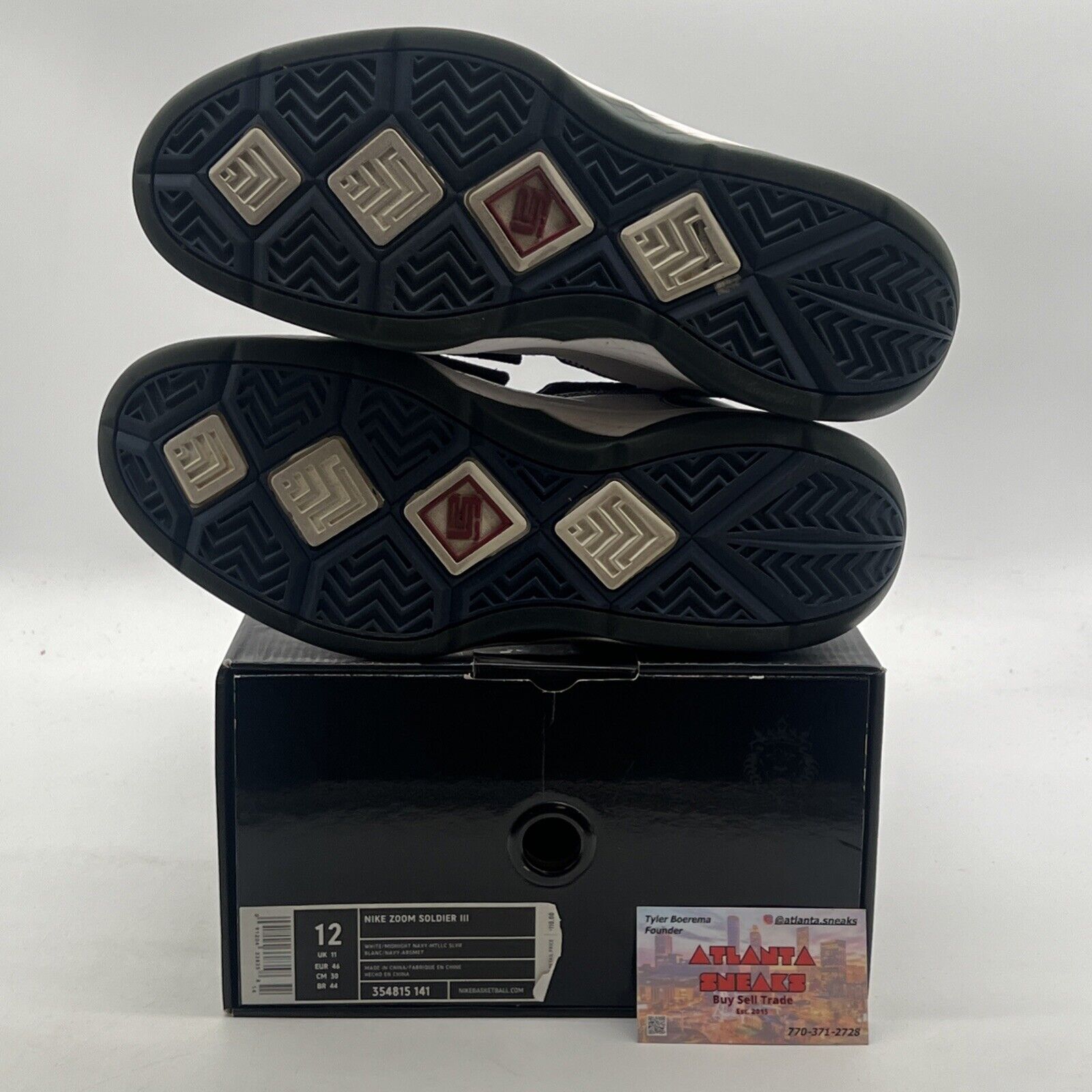 Size 12 - Nike LeBron Zoom Soldier 3 White Midnight Navy (354815-141)
