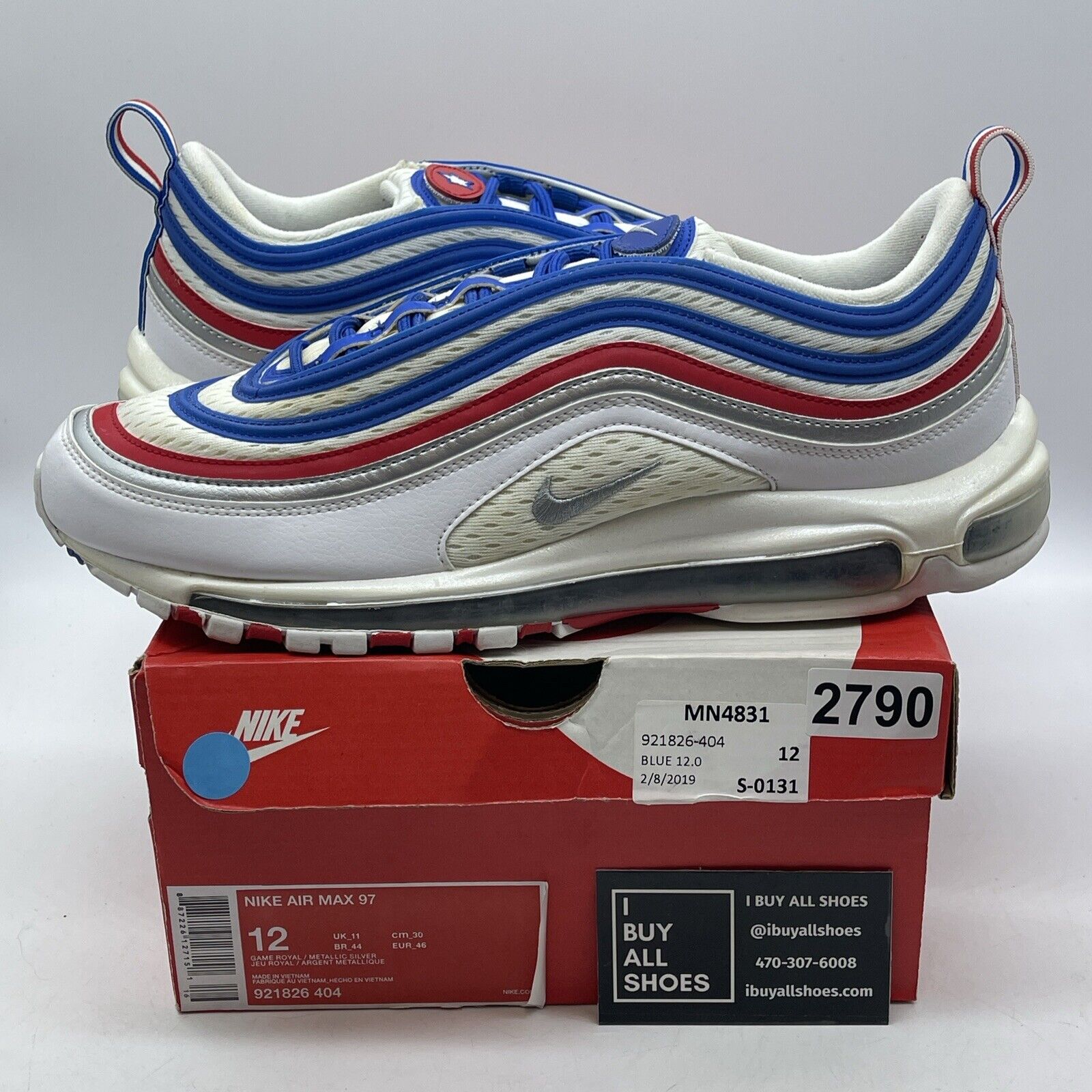 Size 12 - Nike Air Max 97 All Star Jersey Red Blue White Suede (921826-404)