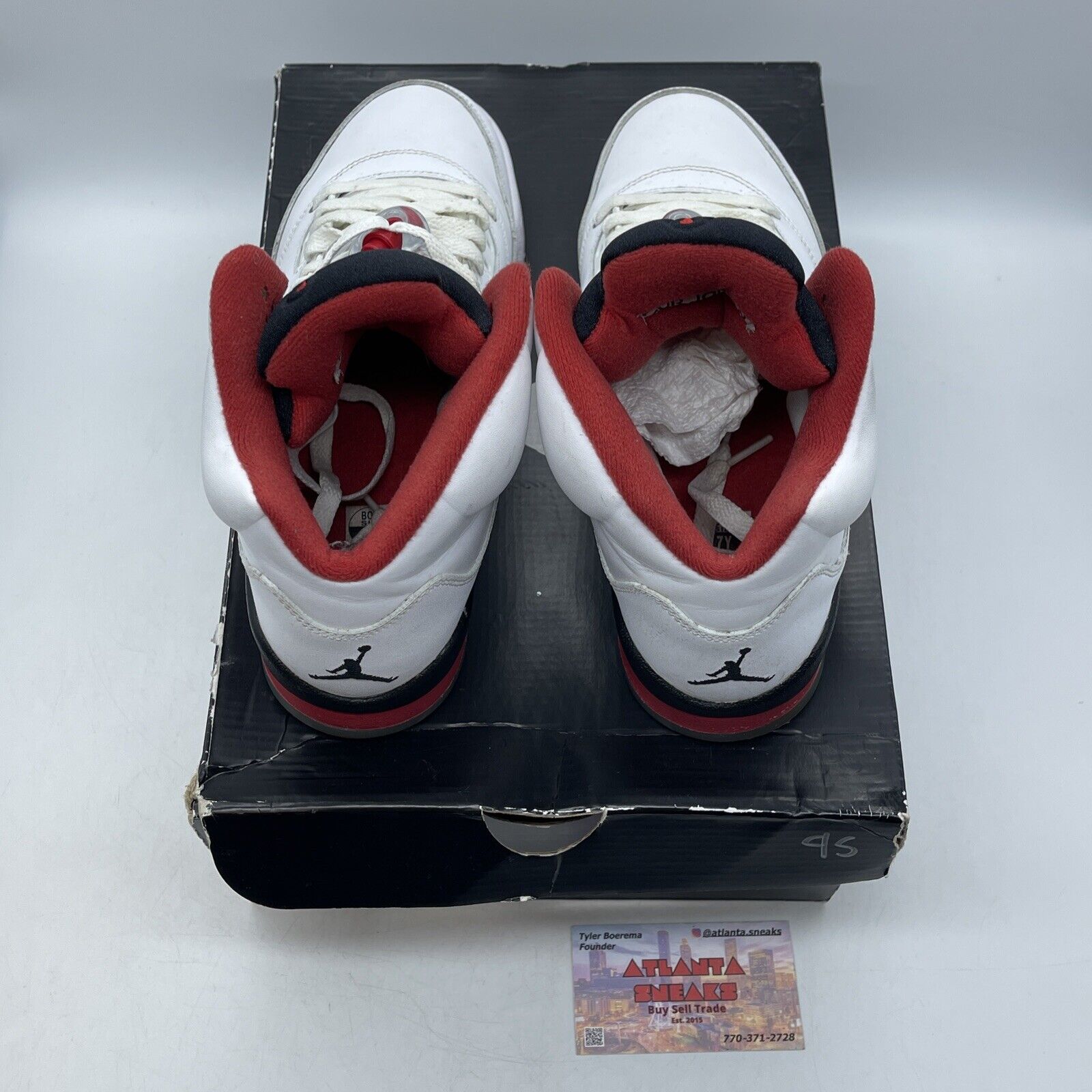 Size 7Y - Air Jordan 5 Retro 2013 Fire Red White Black Leather (440888-120)