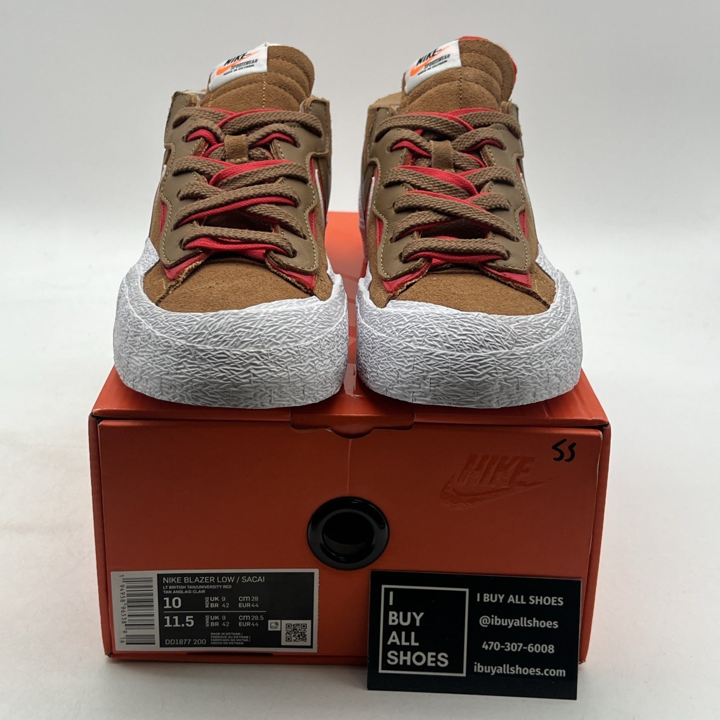 Size 10 - Nike sacai x Blazer Low British Tan (DD1877-200)
